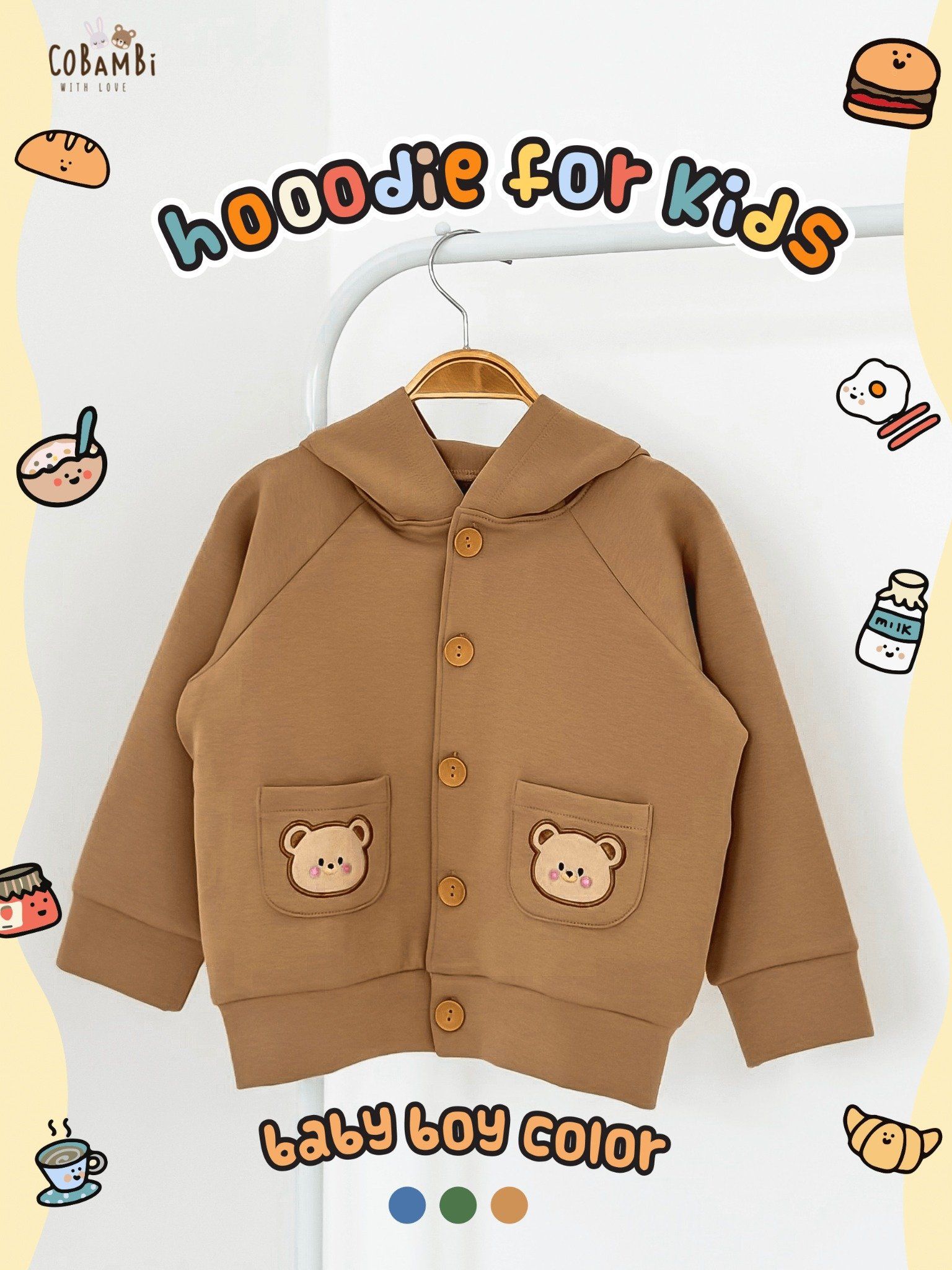 Áo khoác Unisex có nón chất vải thun dày dặn cho bé yêu BB-23AK011 - ECOBAMBI - 8935334001060