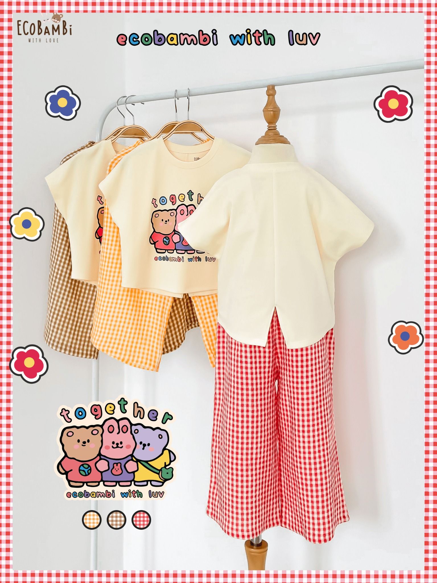 Bộ thun phối quần lửng muslin bé gái ECOBAMBI - BB-24BOBG021 - 8935334001695