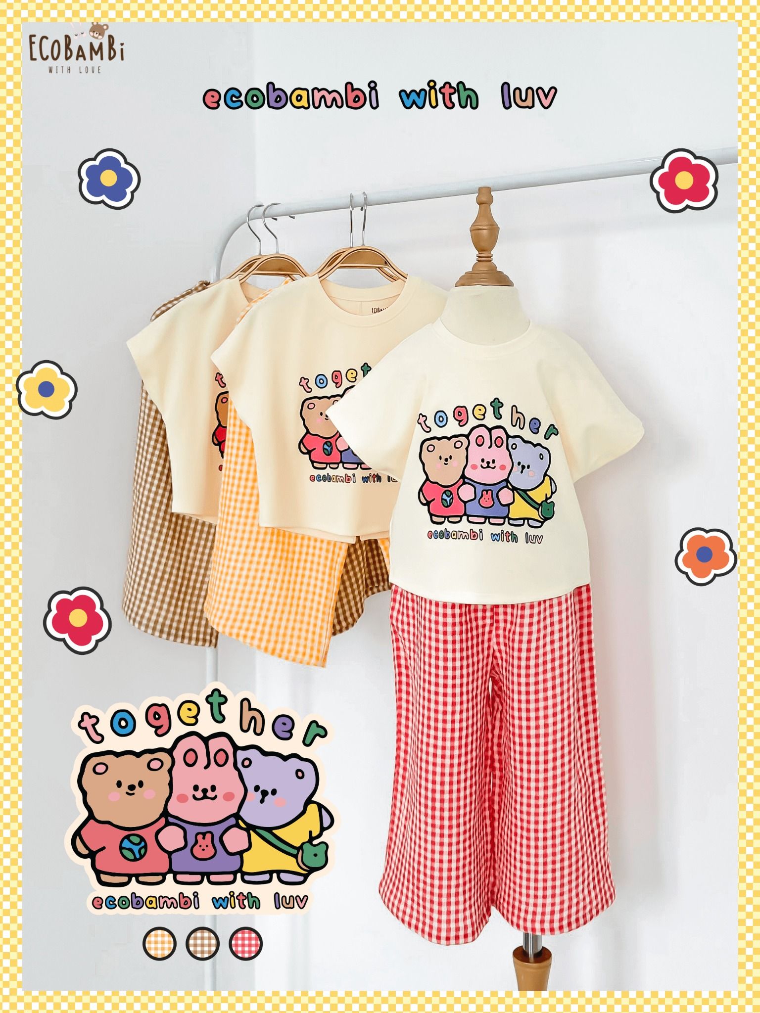 Bộ thun phối quần lửng muslin bé gái ECOBAMBI - BB-24BOBG021 - 8935334001695