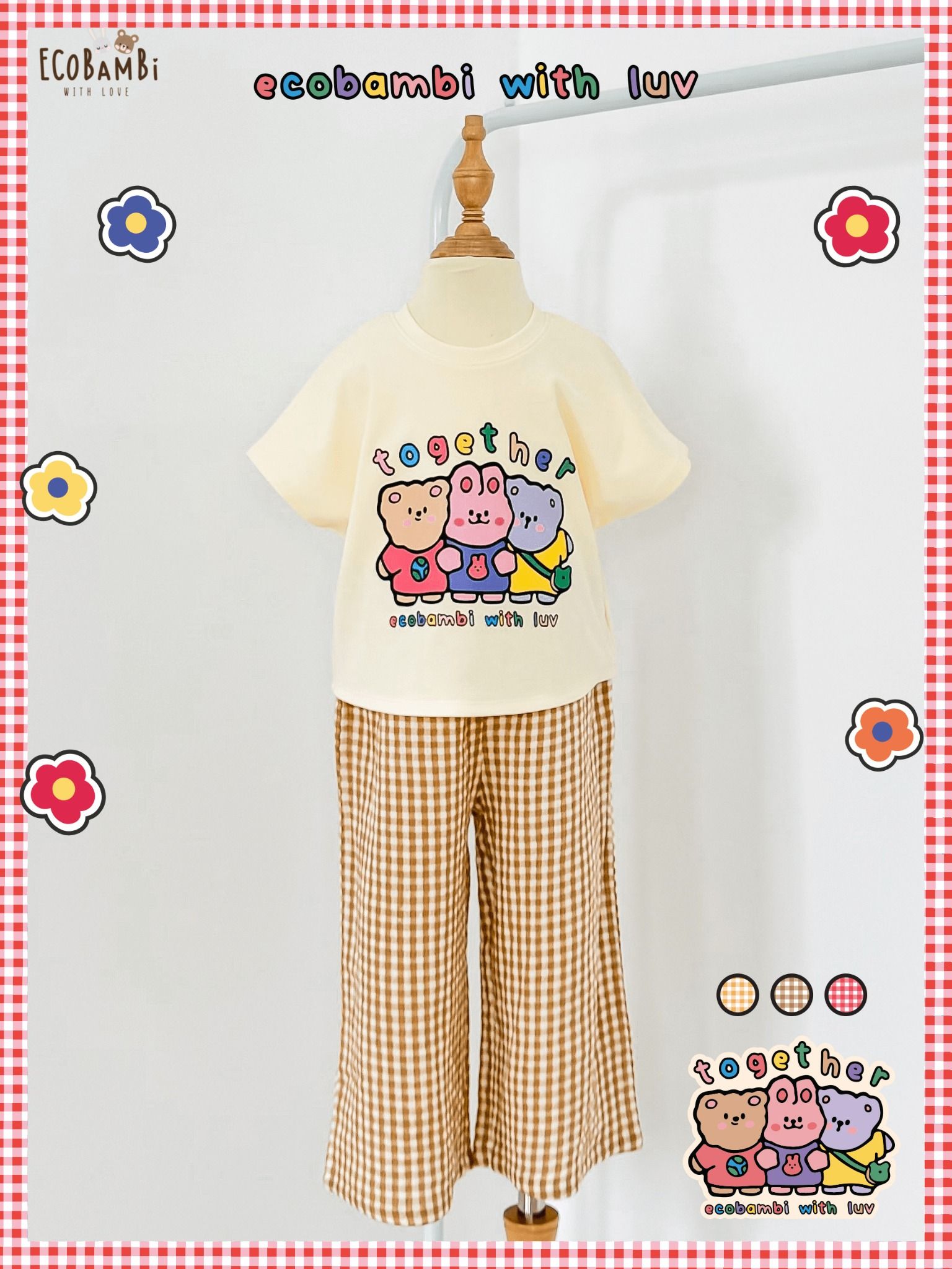 Bộ thun phối quần lửng muslin bé gái ECOBAMBI - BB-24BOBG021 - 8935334001695