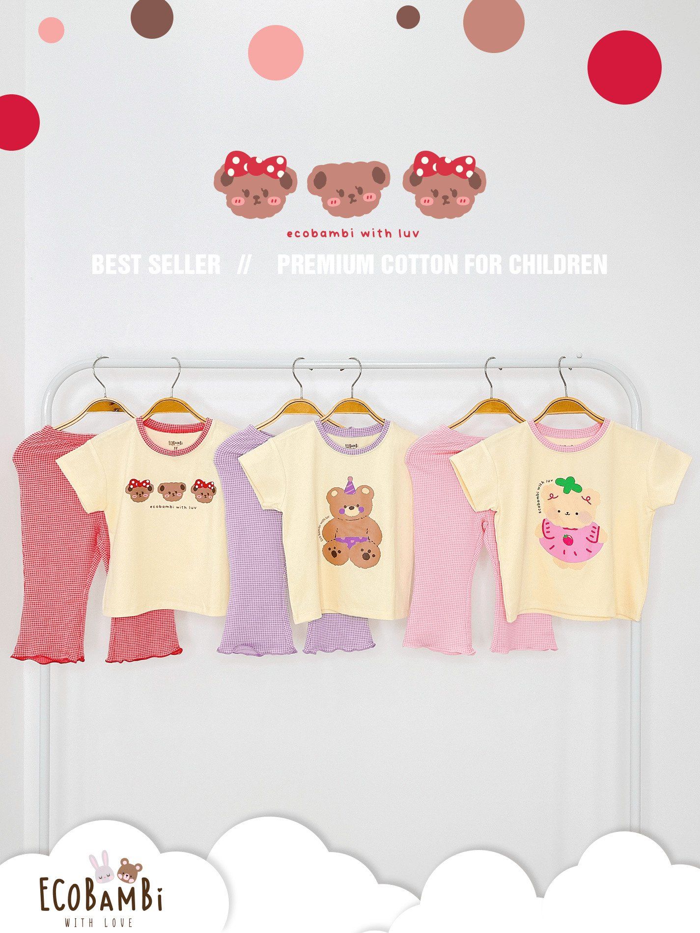 Bộ thun cotton tay ngắn, quần lỡ ống loe caro cho bé gái - BB-23BOBG004 - 8935334001213