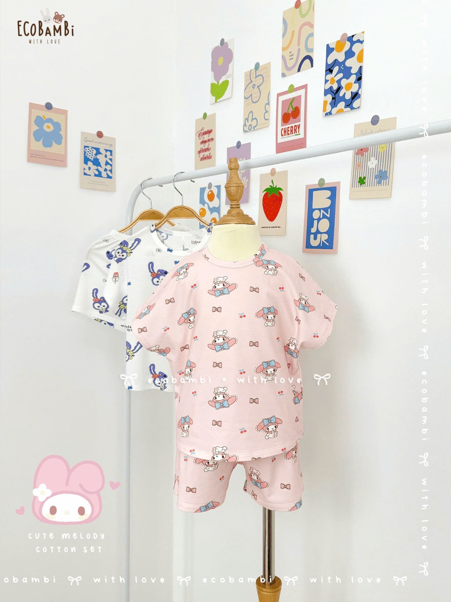 Bộ thun cánh dơi - quần shorts bé gái ECOBAMBI - BB-24BOBG003 - 8935334000933