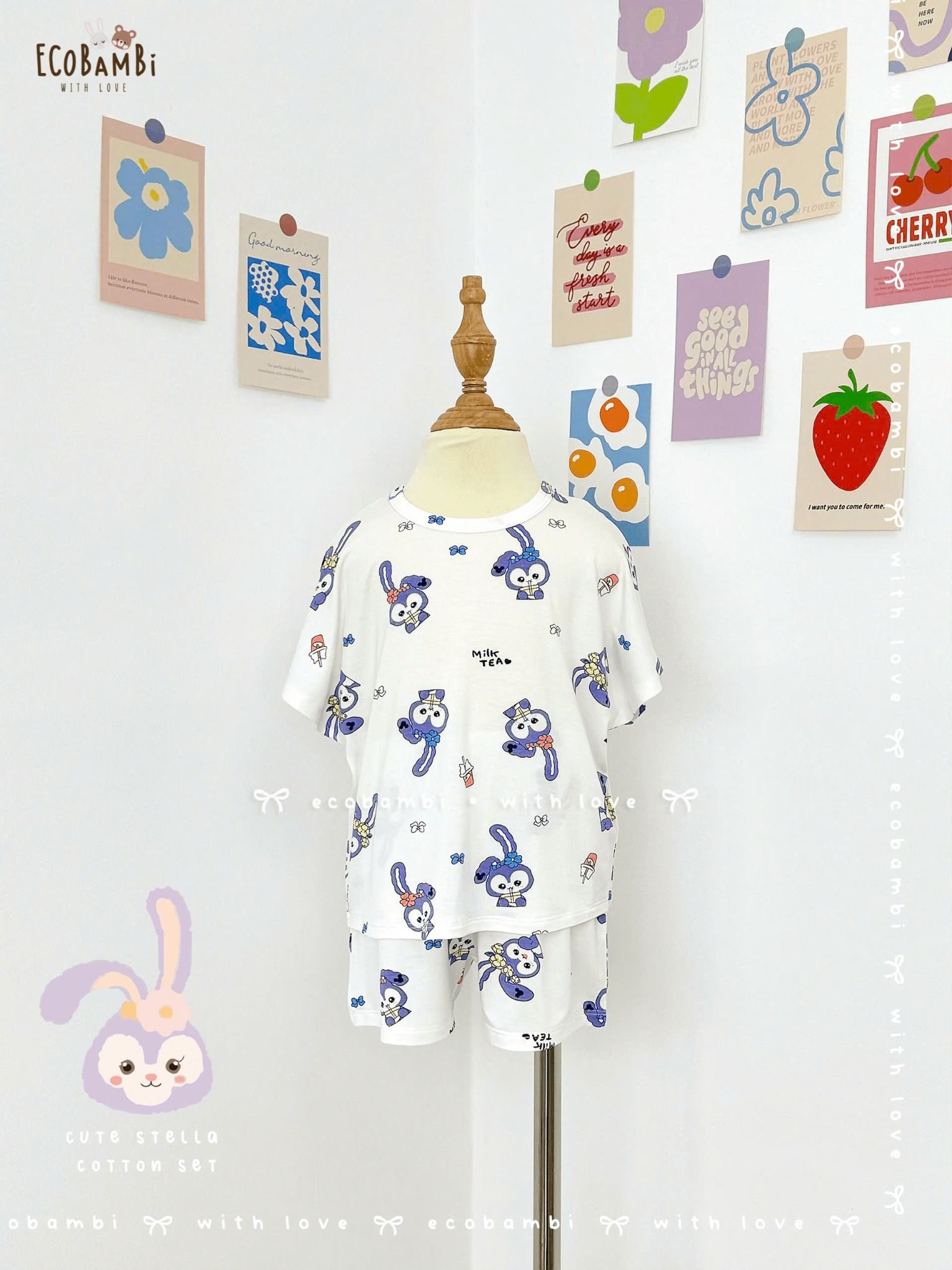 Bộ thun cánh dơi - quần shorts bé gái ECOBAMBI - BB-24BOBG003 - 8935334000933