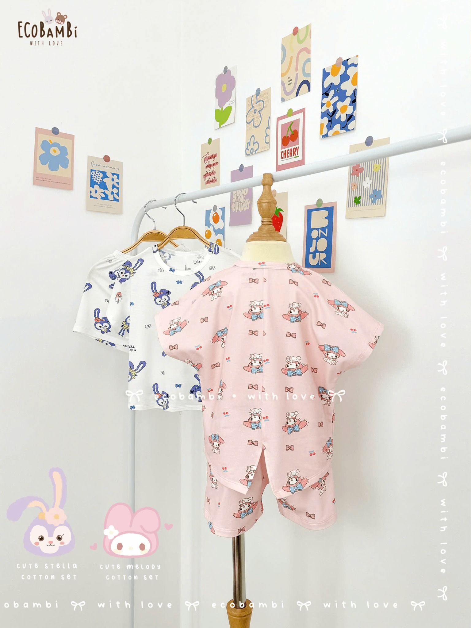 Bộ thun cánh dơi - quần shorts bé gái ECOBAMBI - BB-24BOBG003 - 8935334000933