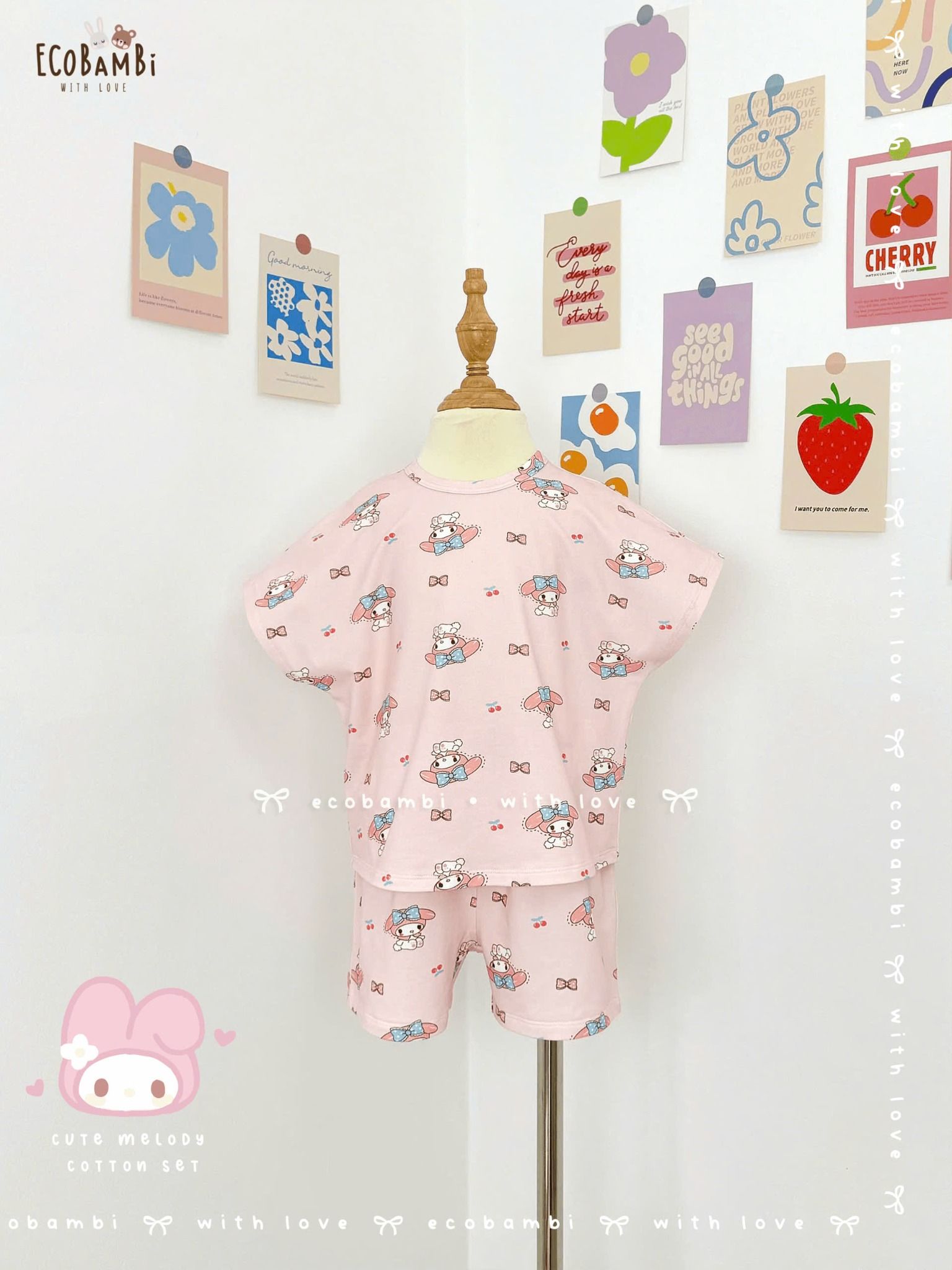 Bộ thun cánh dơi - quần shorts bé gái ECOBAMBI - BB-24BOBG003 - 8935334000933