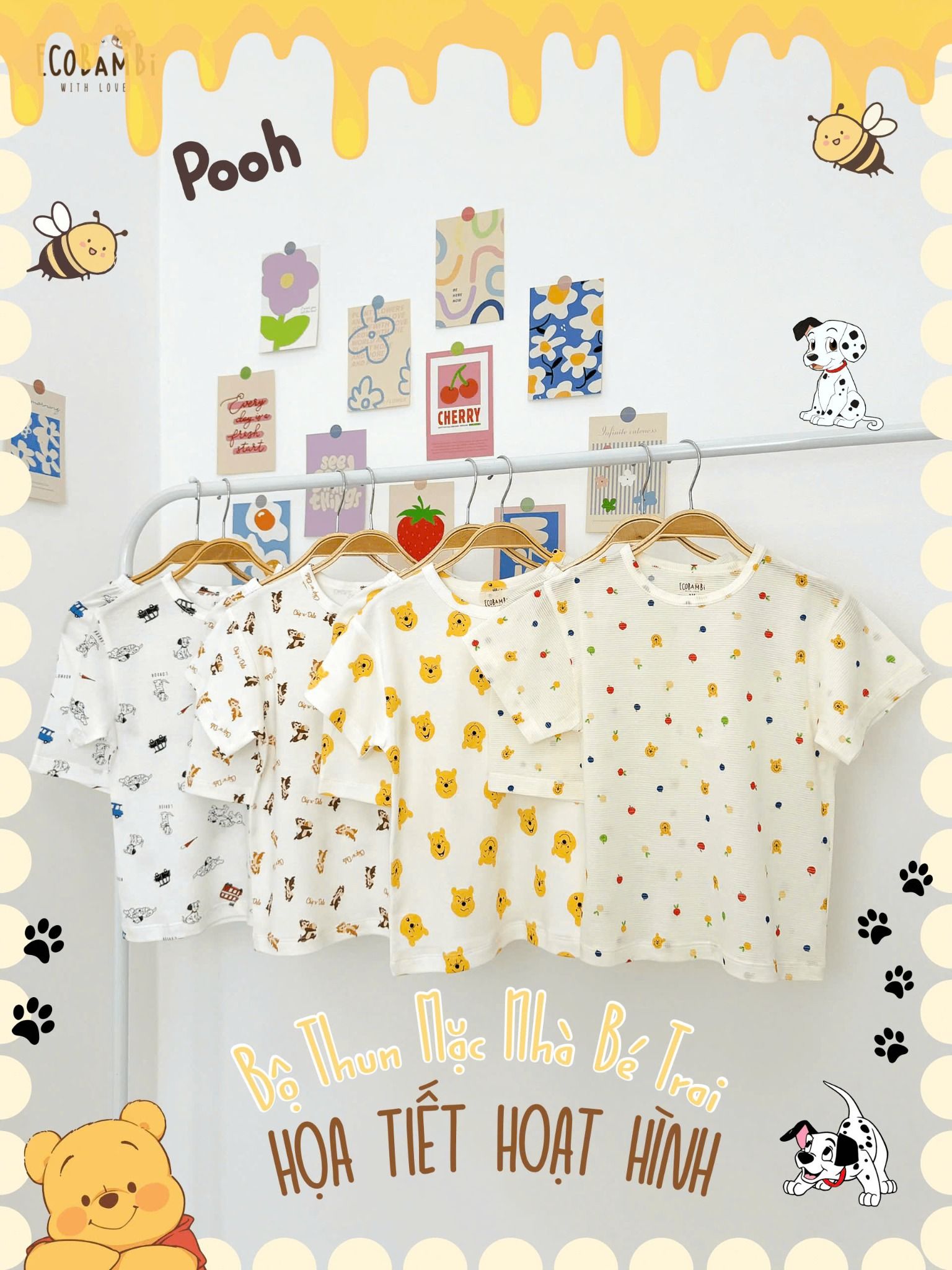 Bộ thun tay ngắn - quần lỡ in họa tiết bé trai ECOBAMBI - BB-24BOBT004 - Restock