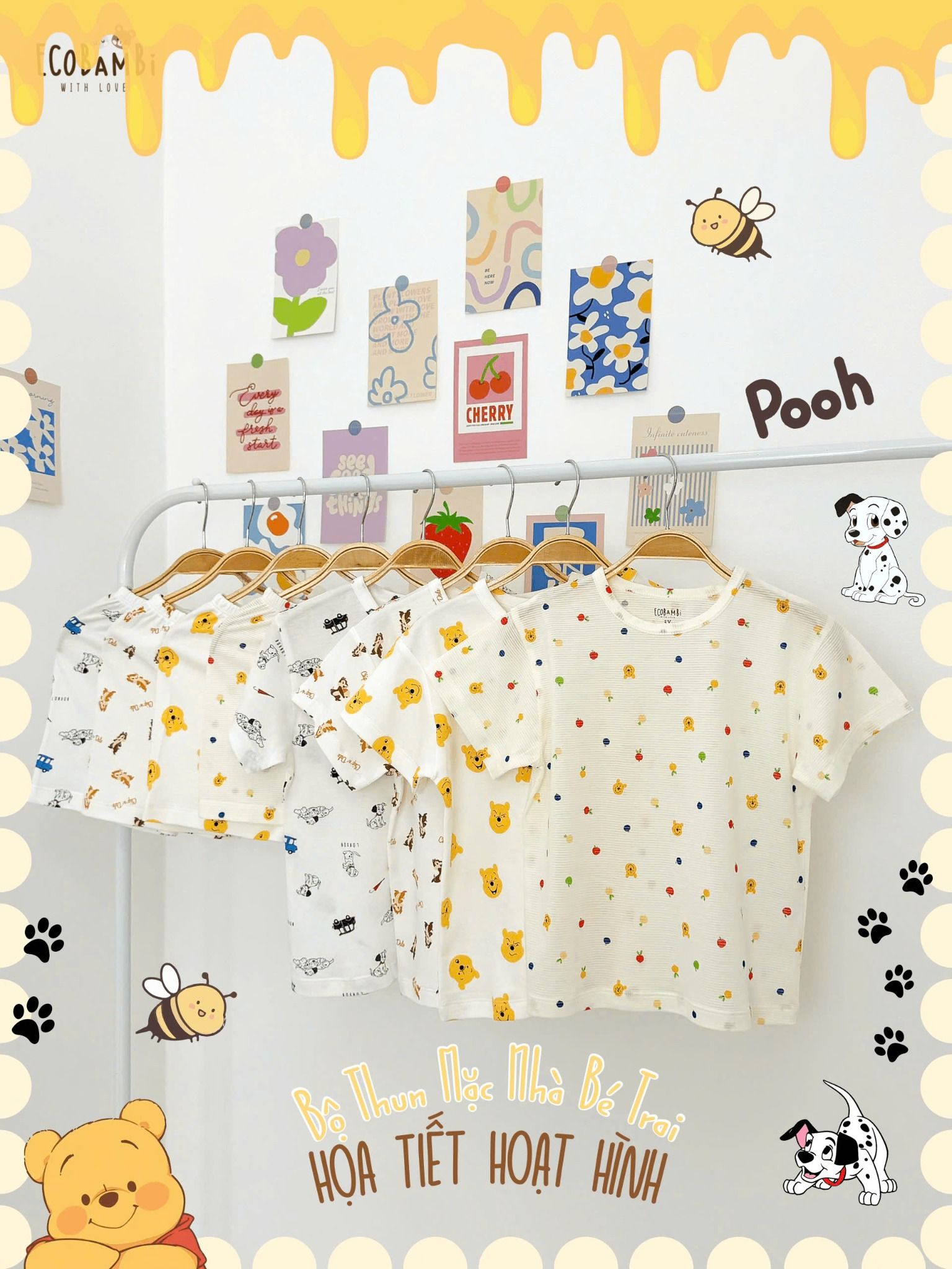 Bộ thun tay ngắn - quần lỡ in họa tiết bé trai ECOBAMBI - BB-24BOBT004 - Restock