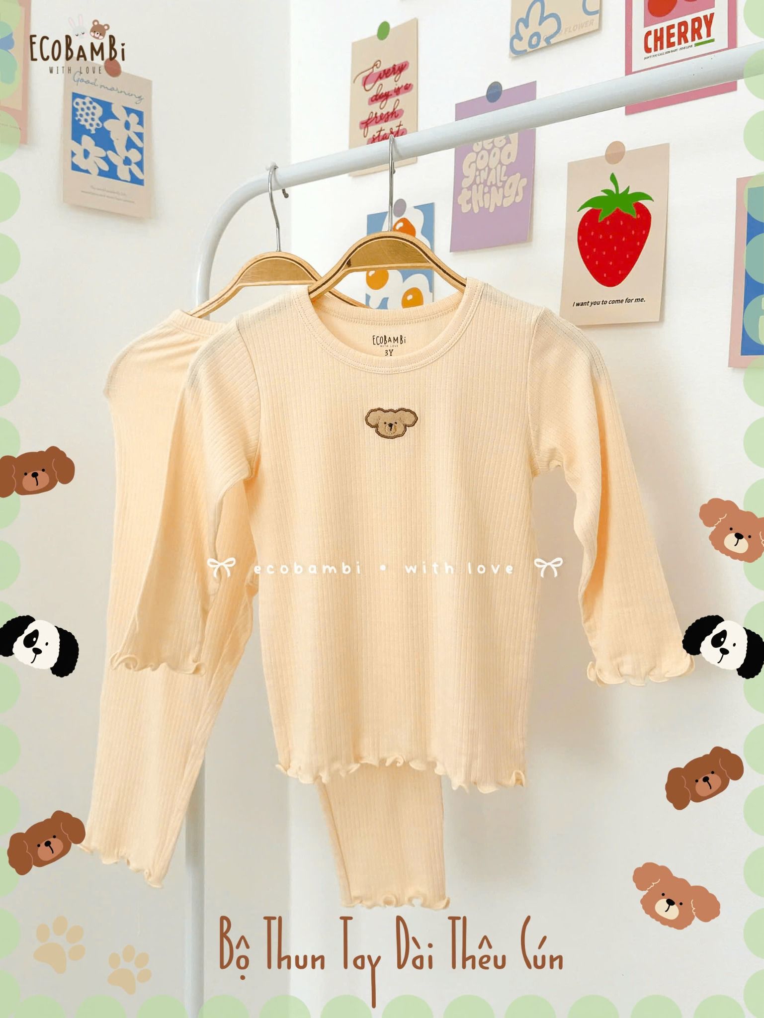 Bộ thun sợi tre điều hòa tay dài quần dài bé gái ECOBAMBI - BB-24BOBG027 - 8935334001749