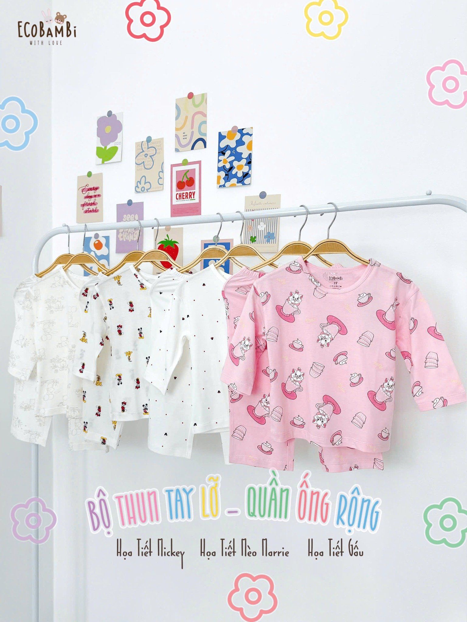 Bộ thun tay lỡ - quần lửng form rộng bé gái ECOBAMBI - BB-24BOBG037 - 8935334001817