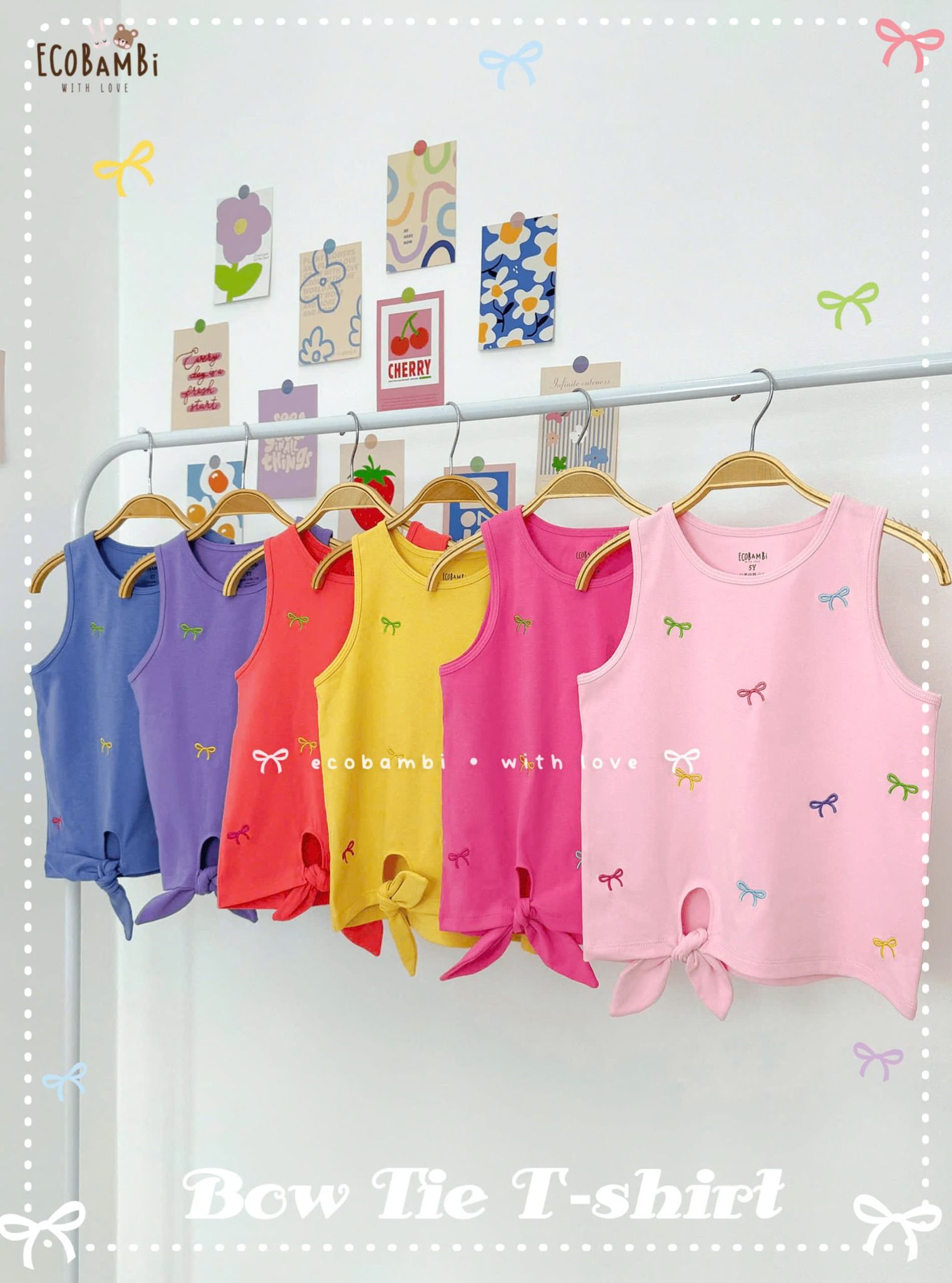 Áo thun sát nách thêu nơ bé gái ECOBAMBI - BB-24AOBG031 - 8935334001725