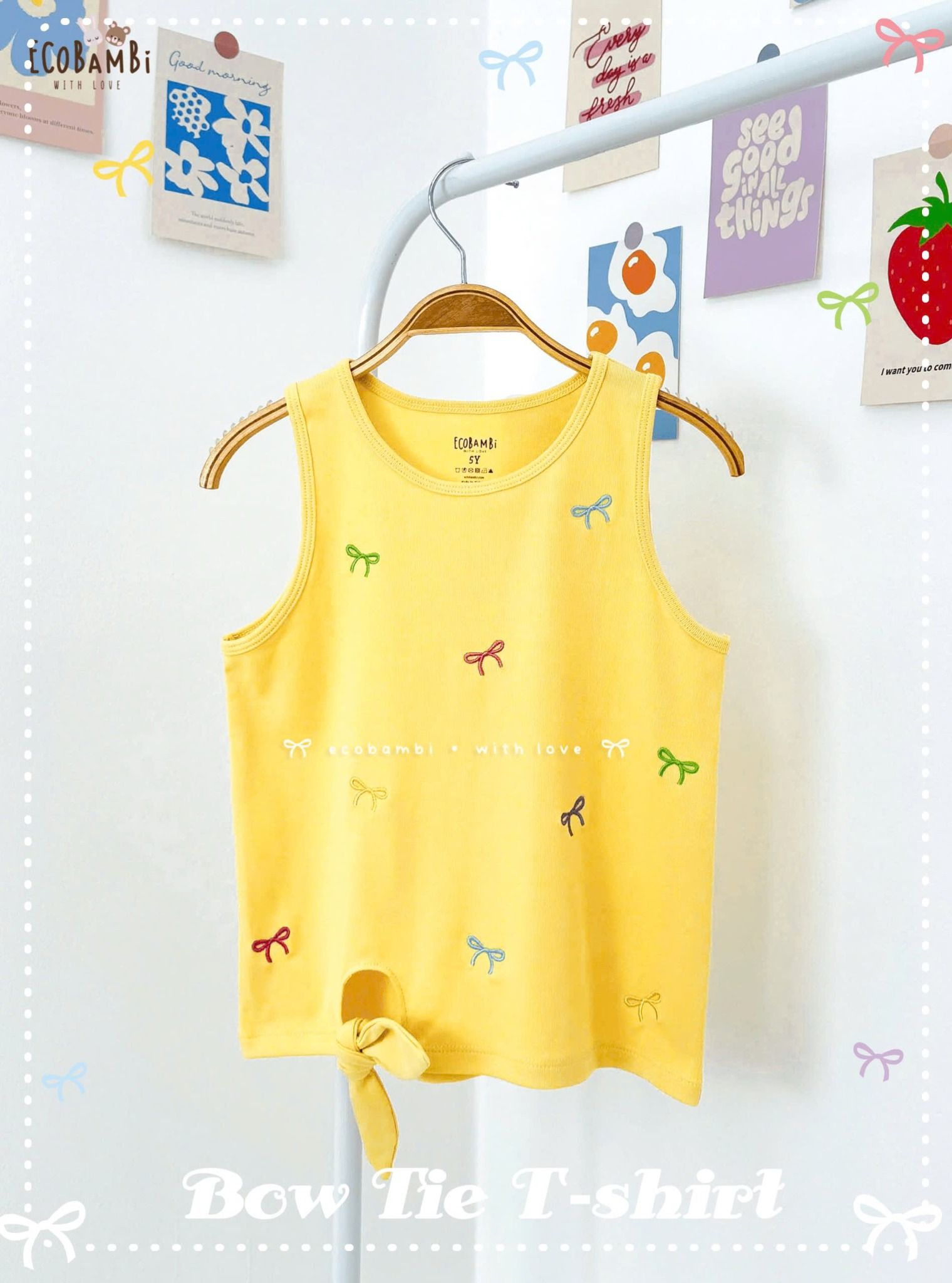 Áo thun sát nách thêu nơ bé gái ECOBAMBI - BB-24AOBG031 - 8935334001725