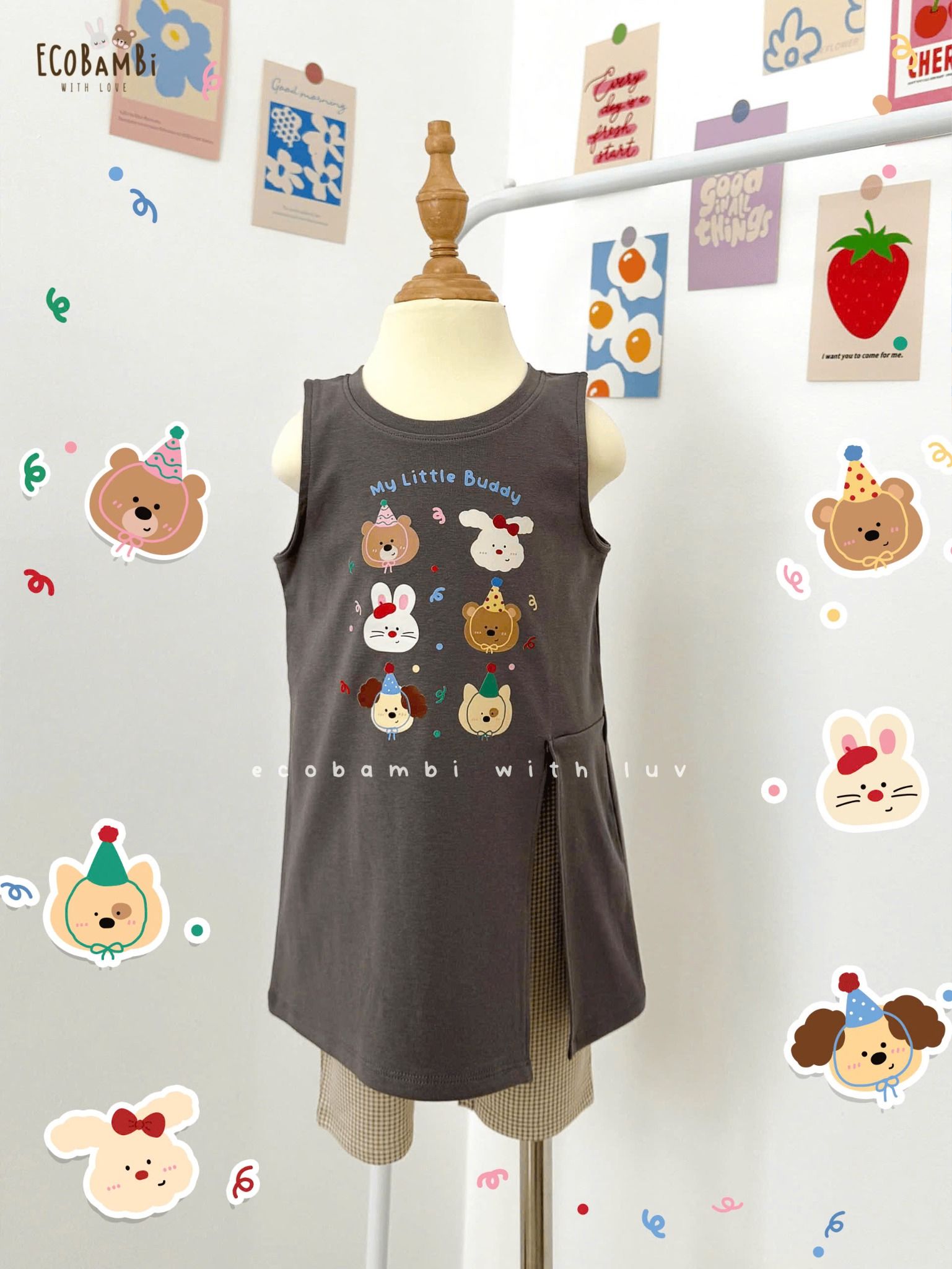 Bộ áo thun vạt chéo - quần biker bé gái - BB-24BOBG034 - 8935334001770