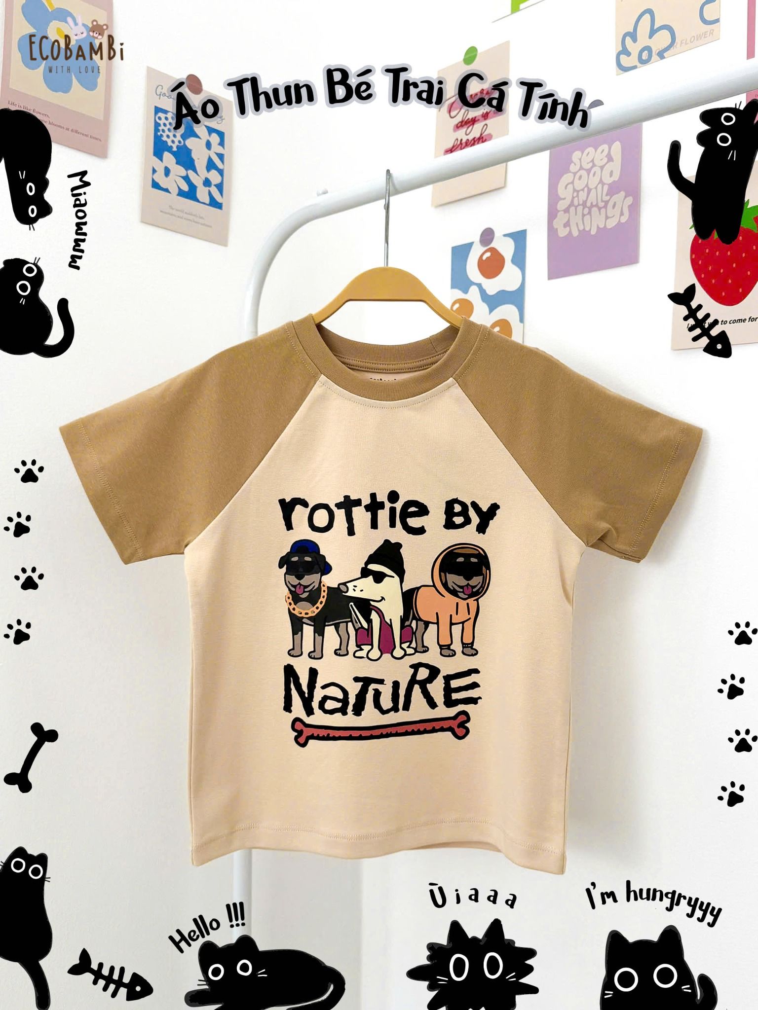 Áo thun raglan form thoải mái bé trai ECOBAMBI - 8935334001916