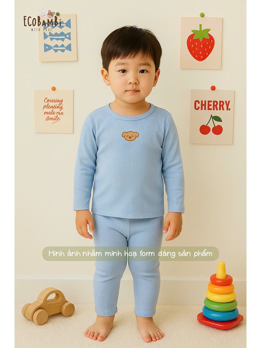 Bộ thun sợi tre điều hòa tay dài quần dài bé trai ECOBAMBI - BB-24BOTE026 - 8935334001756
