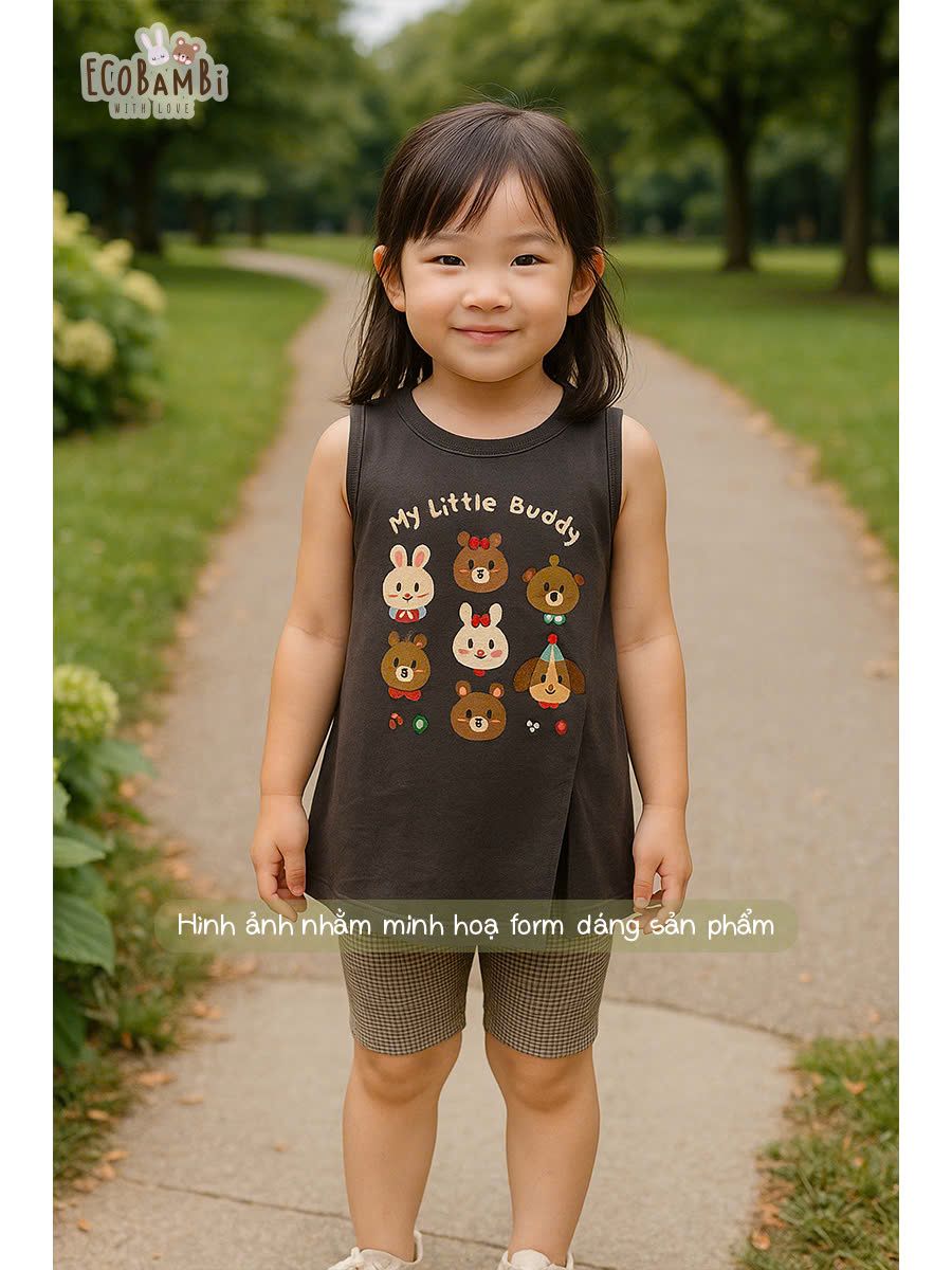 Bộ áo thun vạt chéo - quần biker bé gái - BB-24BOBG034 - 8935334001770