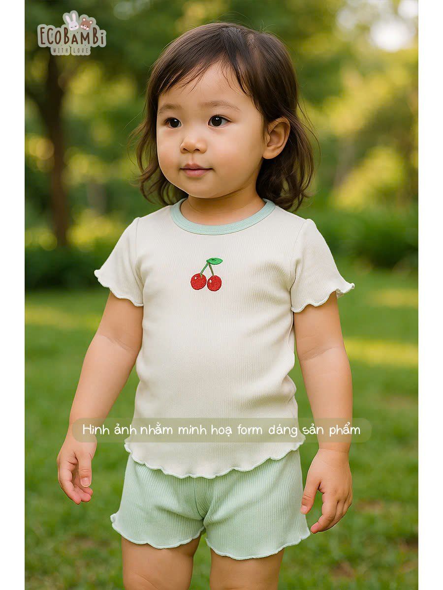 Bộ thun waffle sợi tre áo tay ngắn - quần shorts bé gái - BB-24BOBG036 - 8935334001800