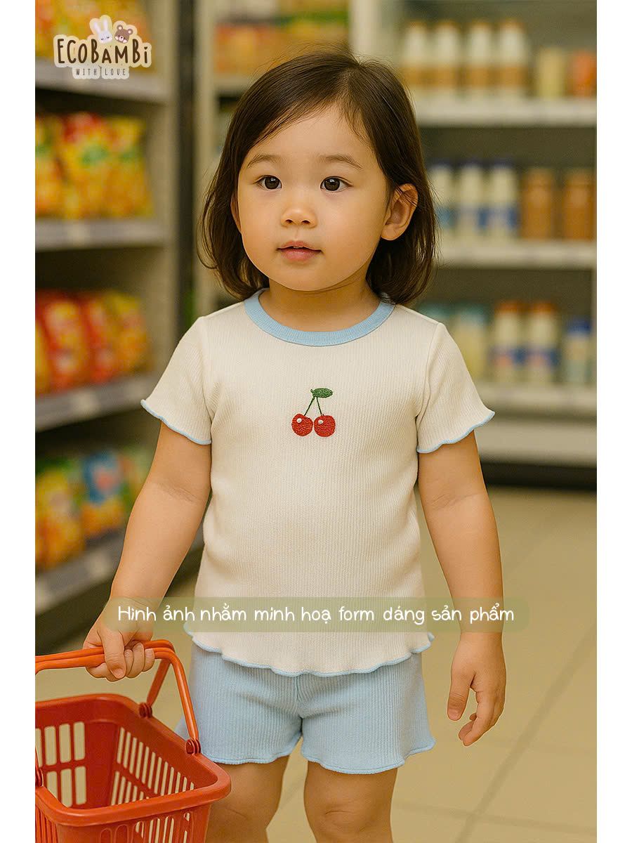 Bộ thun waffle sợi tre áo tay ngắn - quần shorts bé gái - BB-24BOBG036 - 8935334001800