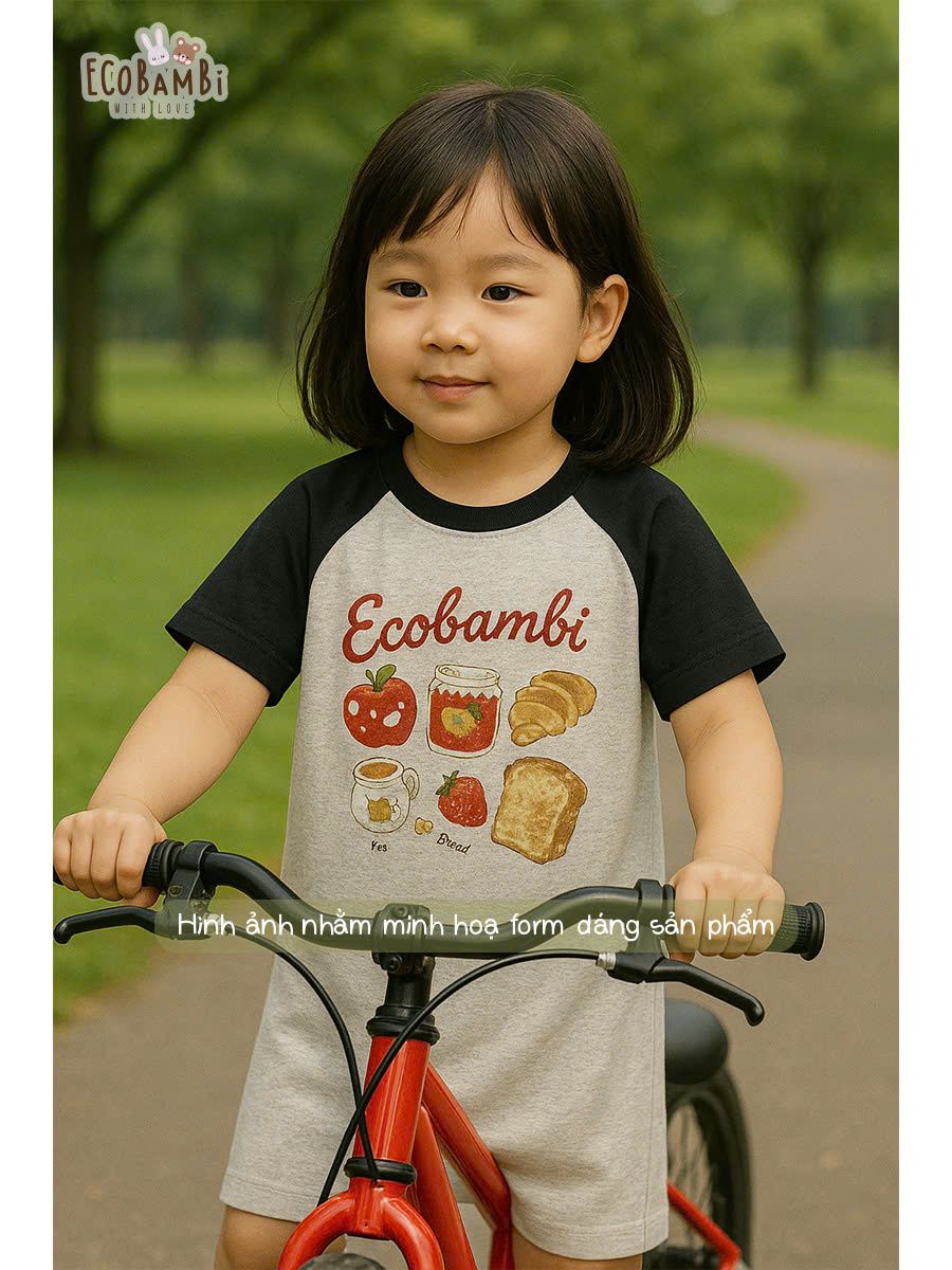 Đầm thun raglan dáng suông form thoải mái bé gái ECOBAMBI - 8935334001893