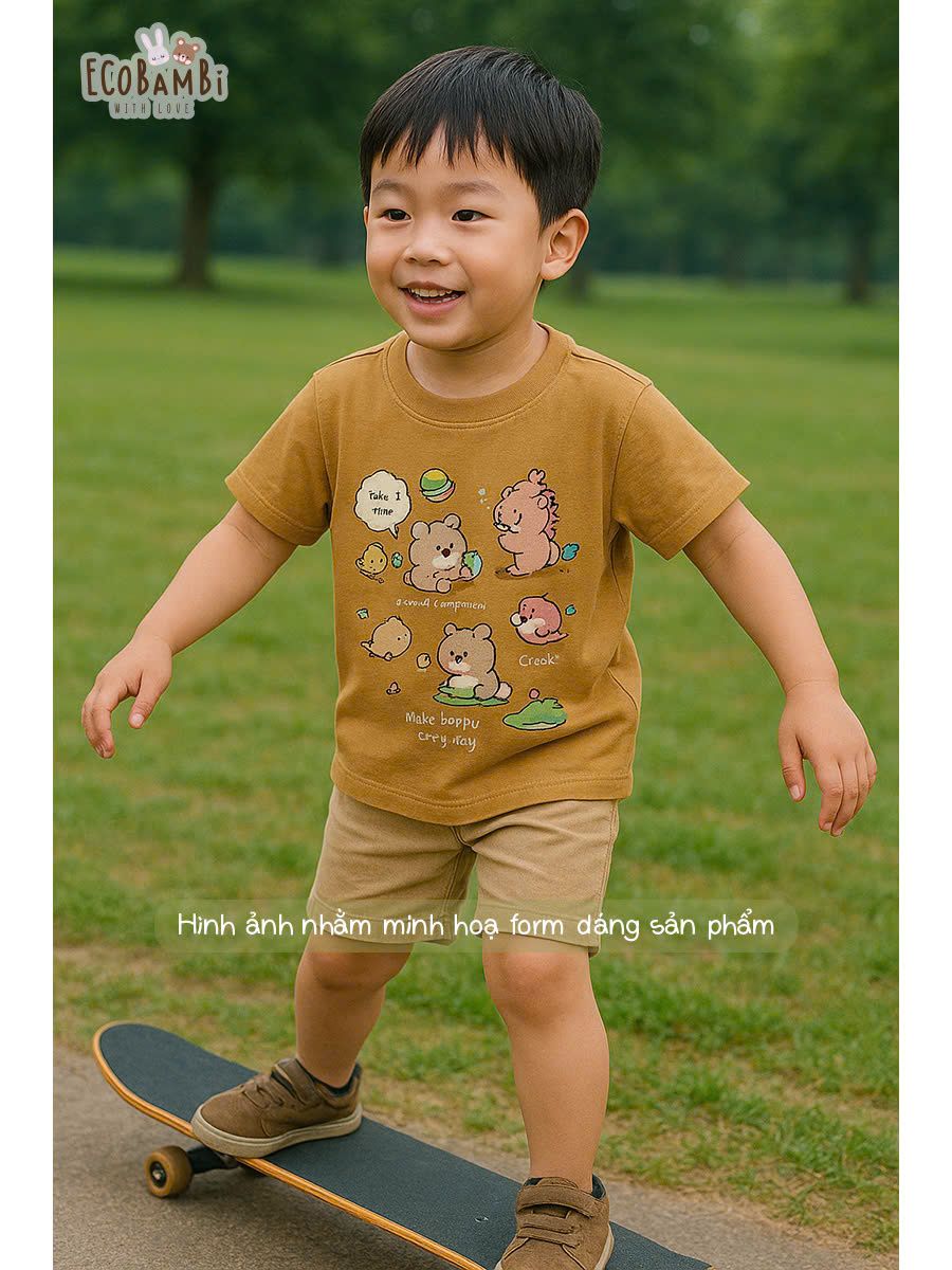 Áo thun cotton in Capybara cho bé ECOBAMBI