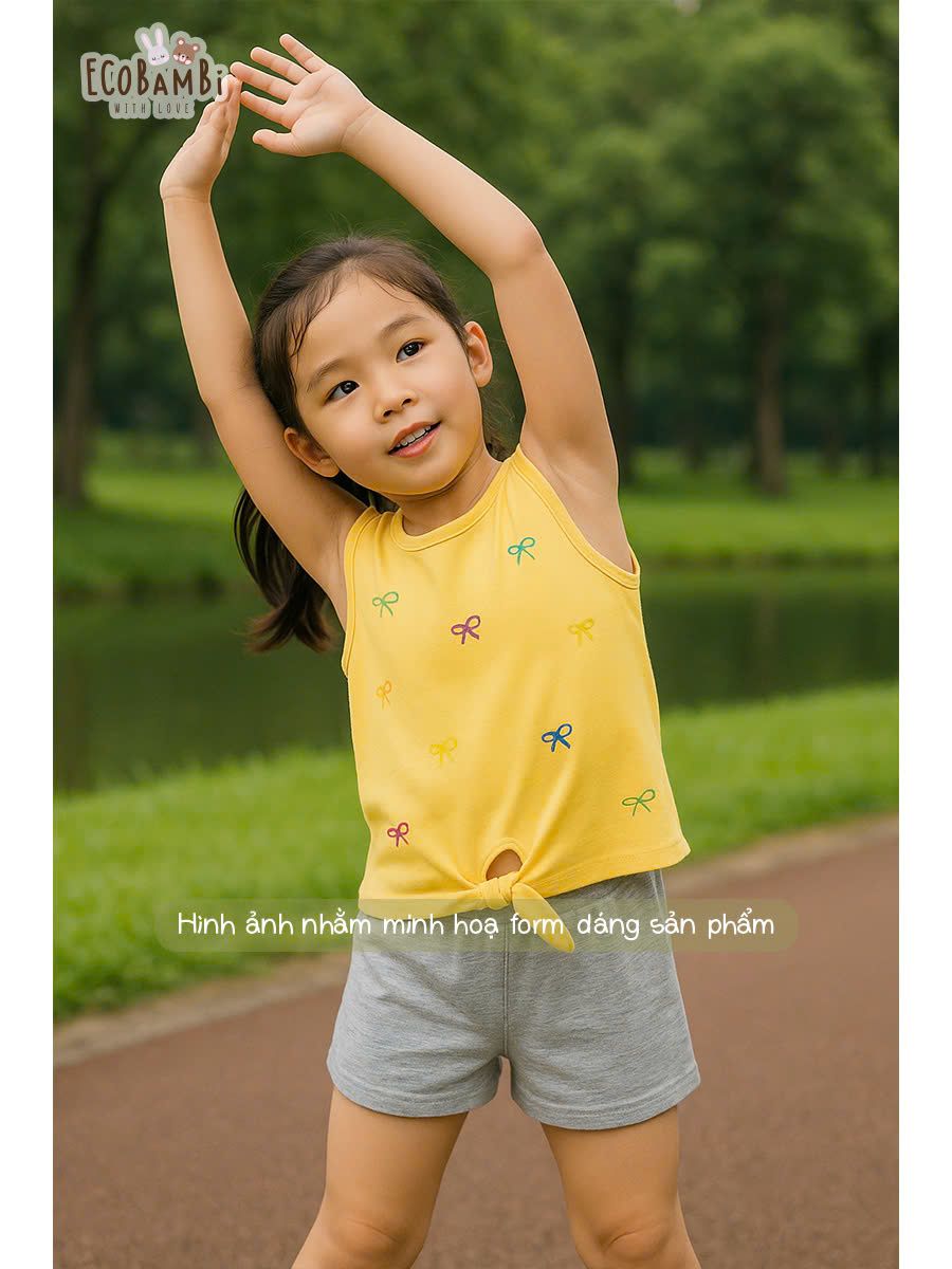 Áo thun sát nách thêu nơ bé gái ECOBAMBI - BB-24AOBG031 - 8935334001725
