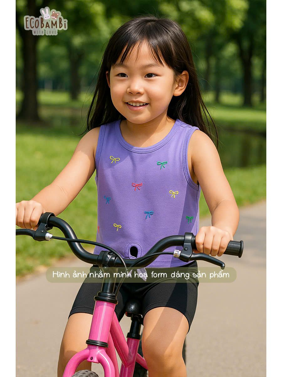Áo thun sát nách thêu nơ bé gái ECOBAMBI - BB-24AOBG031 - 8935334001725