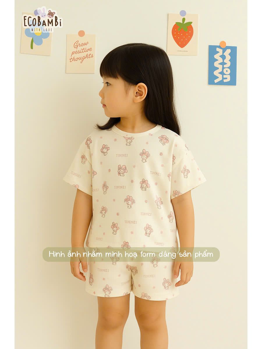 Bộ thun cánh dơi - quần shorts bé gái ECOBAMBI - BB-24BOBG003 - 8935334000933