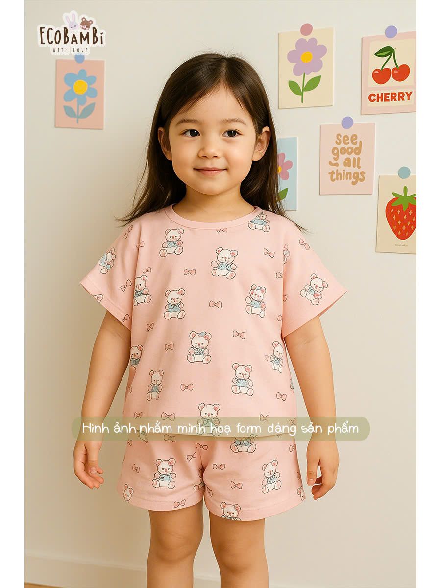 Bộ thun cánh dơi - quần shorts bé gái ECOBAMBI - BB-24BOBG003 - 8935334000933