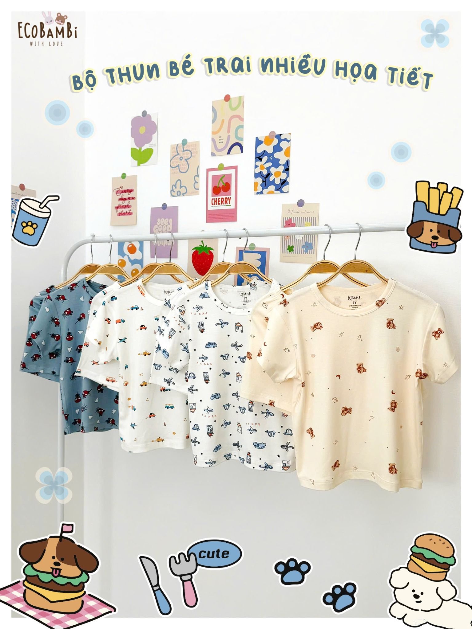 Bộ thun petit tay ngắn, quần shorts họa tiết bé trai - 8935334000872