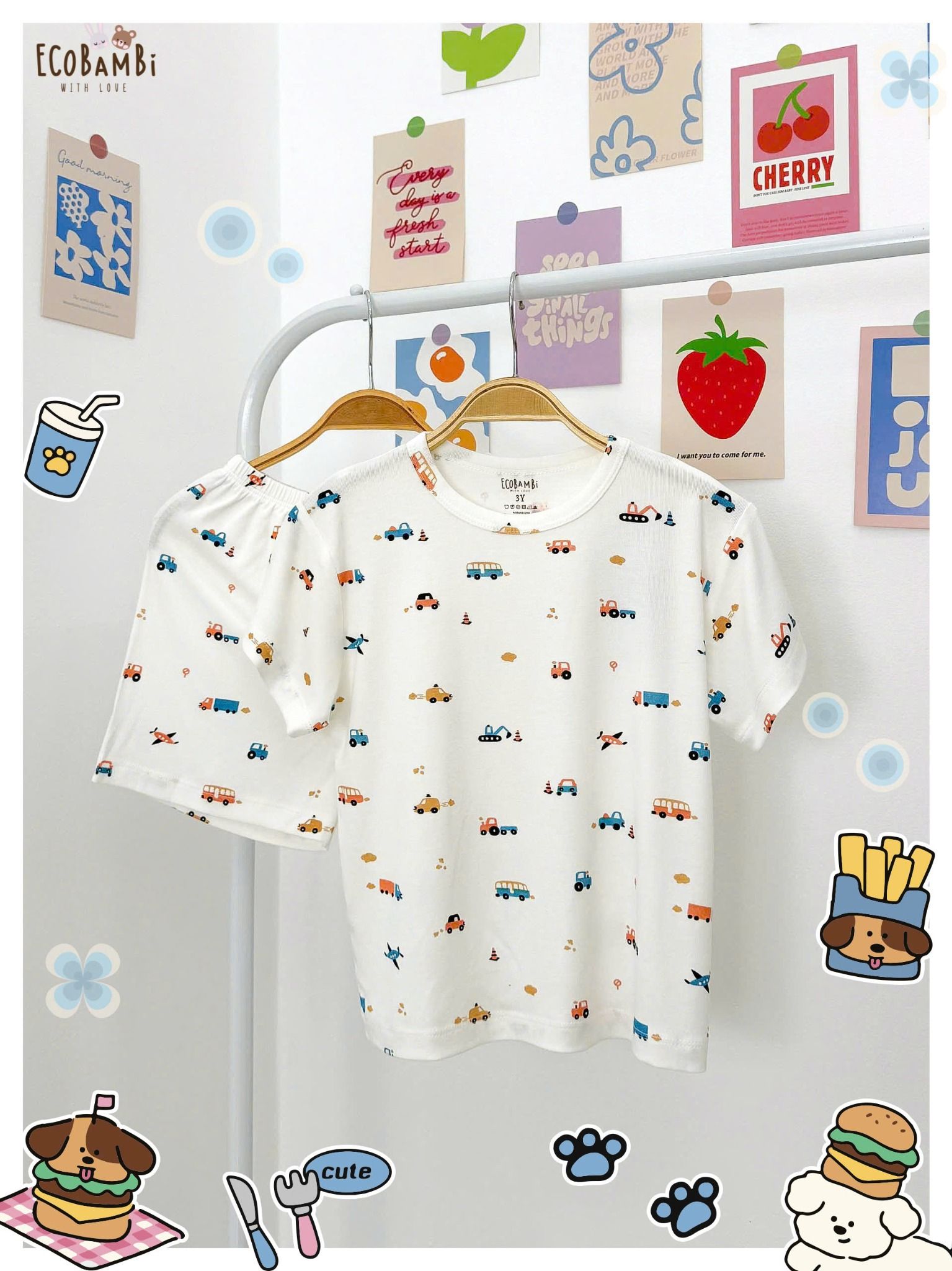 Bộ thun petit tay ngắn, quần shorts họa tiết bé trai - 8935334000872