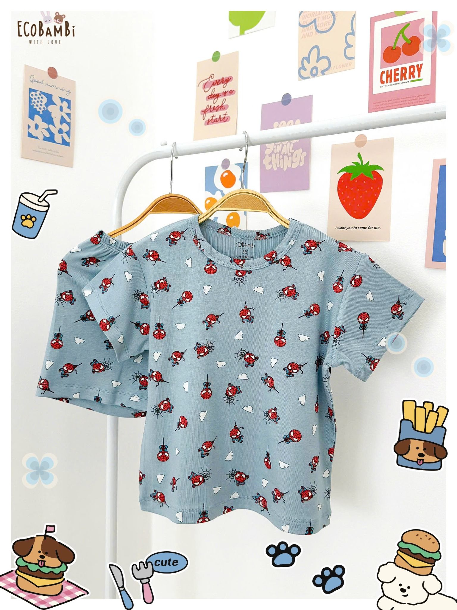 Bộ thun petit tay ngắn, quần shorts họa tiết bé trai - 8935334000872