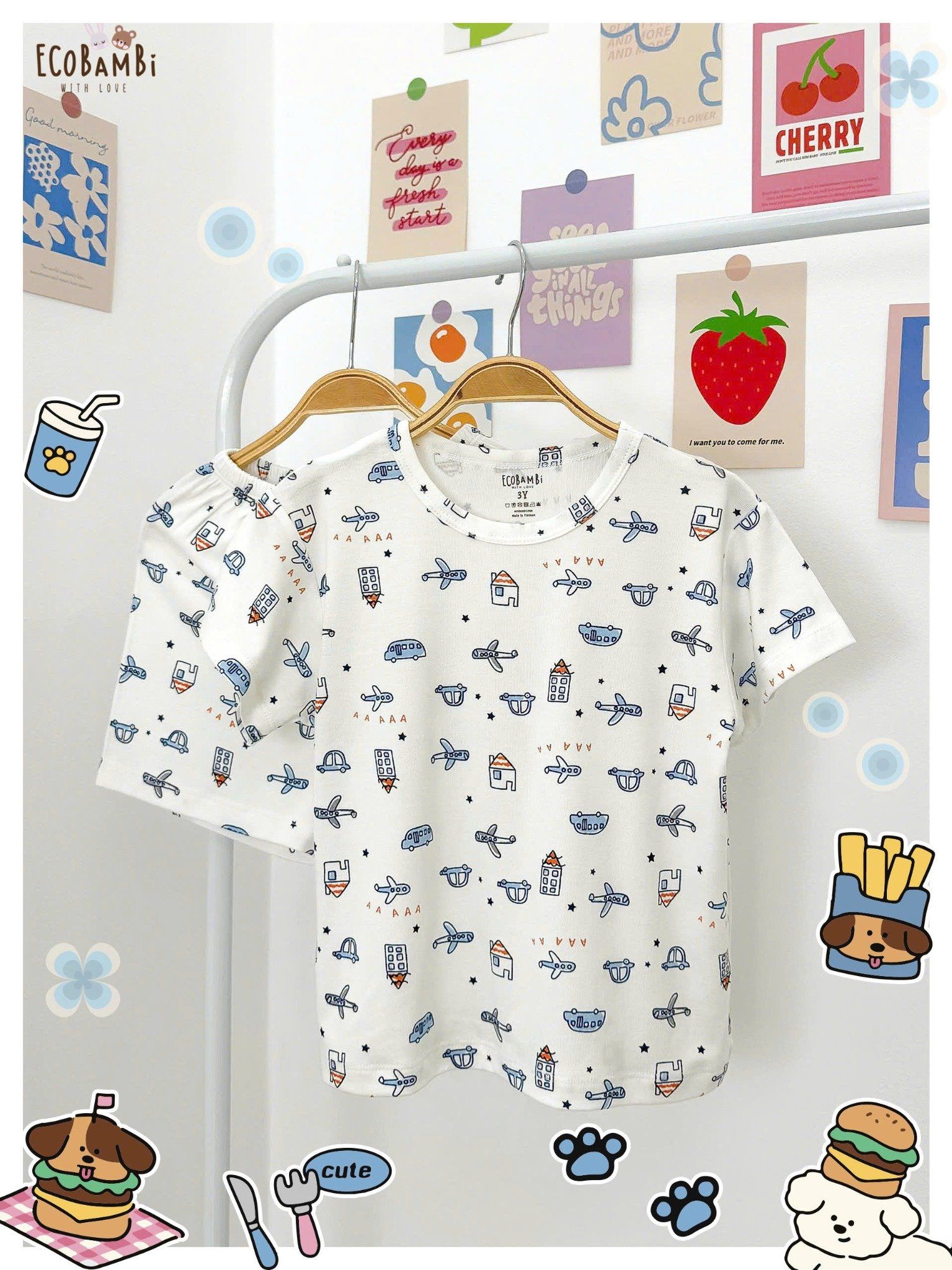 Bộ thun petit tay ngắn, quần shorts họa tiết bé trai - 8935334000872