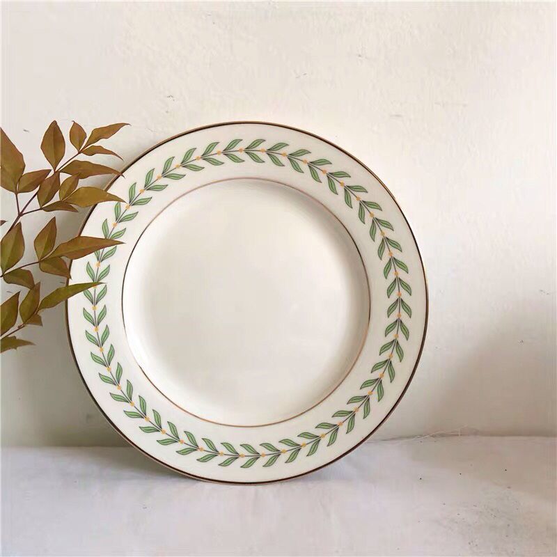 Đĩa sứ viền lá