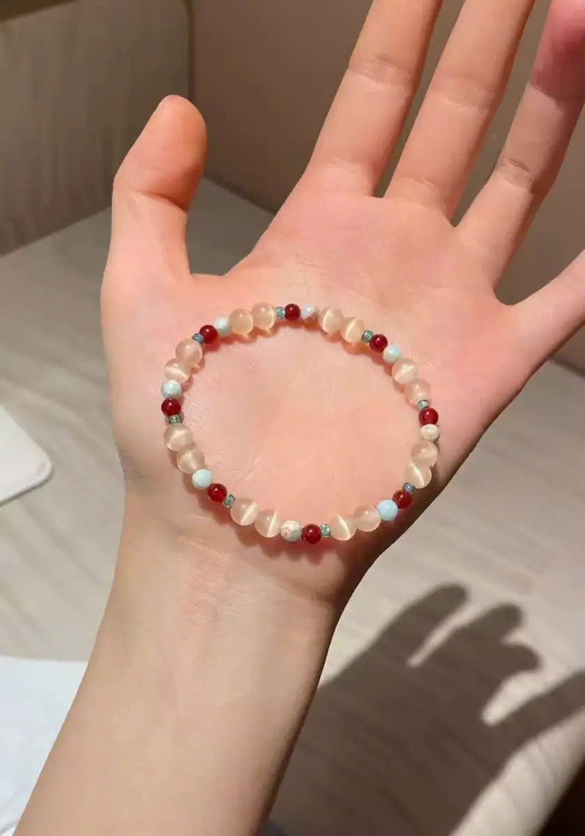 Vòng Tay Mắt Mèo Hồng Ngọc