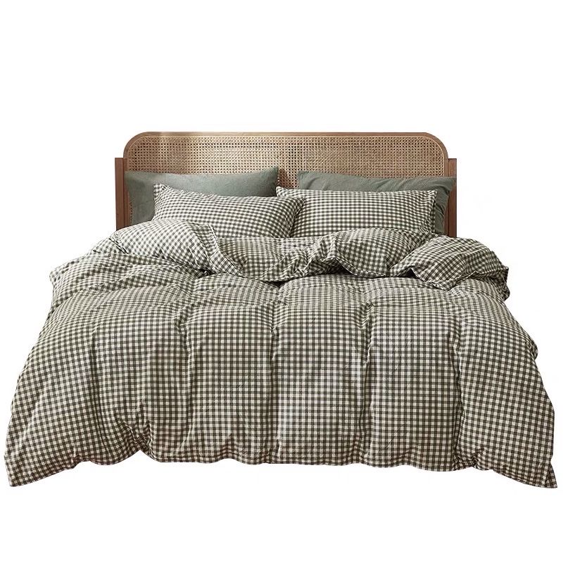 Set Chăn Ga Gối Caro Xanh Lá