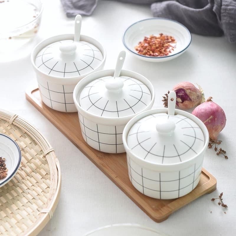 Set đựng gia vị kẻ