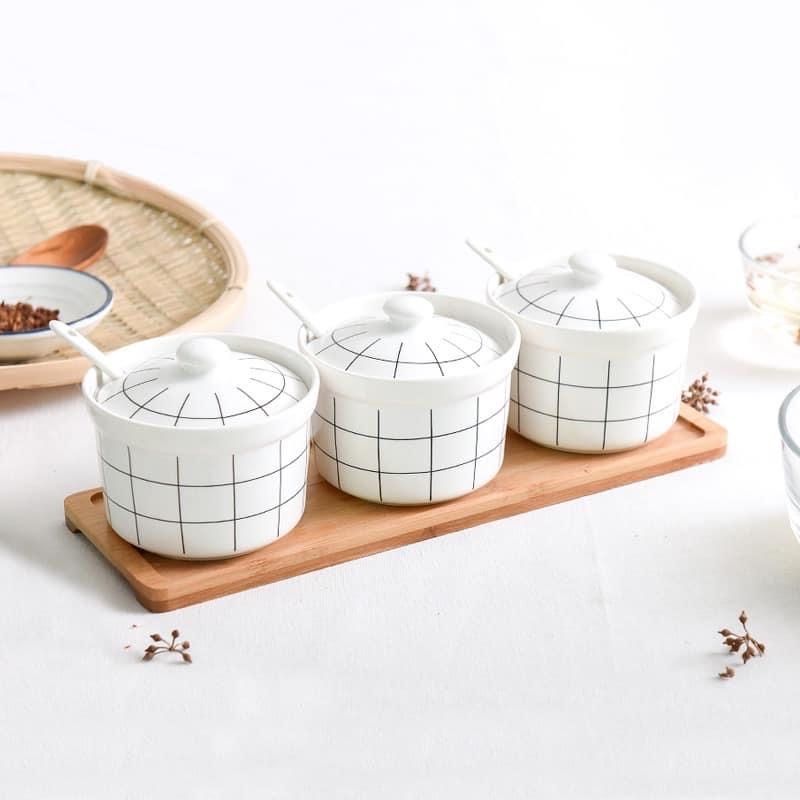 Set đựng gia vị kẻ