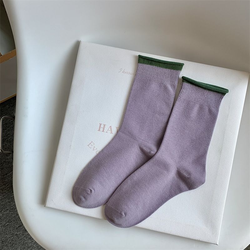 Tất Cổ Cao Hai Màu Basic