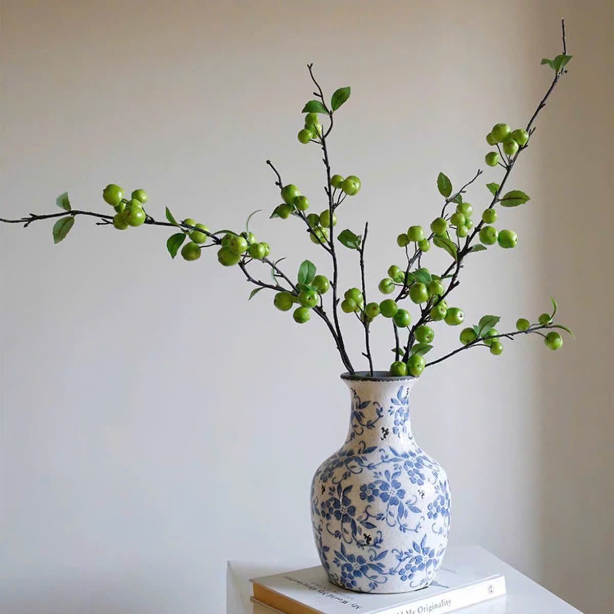 Bình Sứ Nứt Hoa Xanh