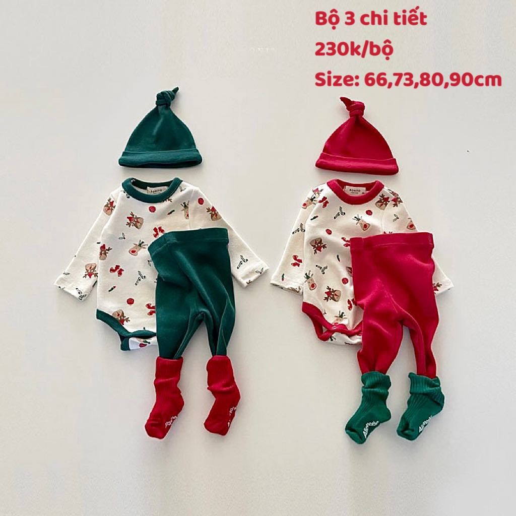 Đồ Bộ Giáng Sinh 3 Chi Tiết Cho Bé