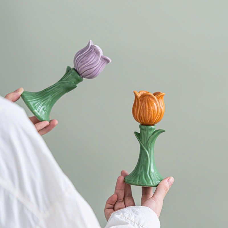 Chân Nến Tulip Gốm