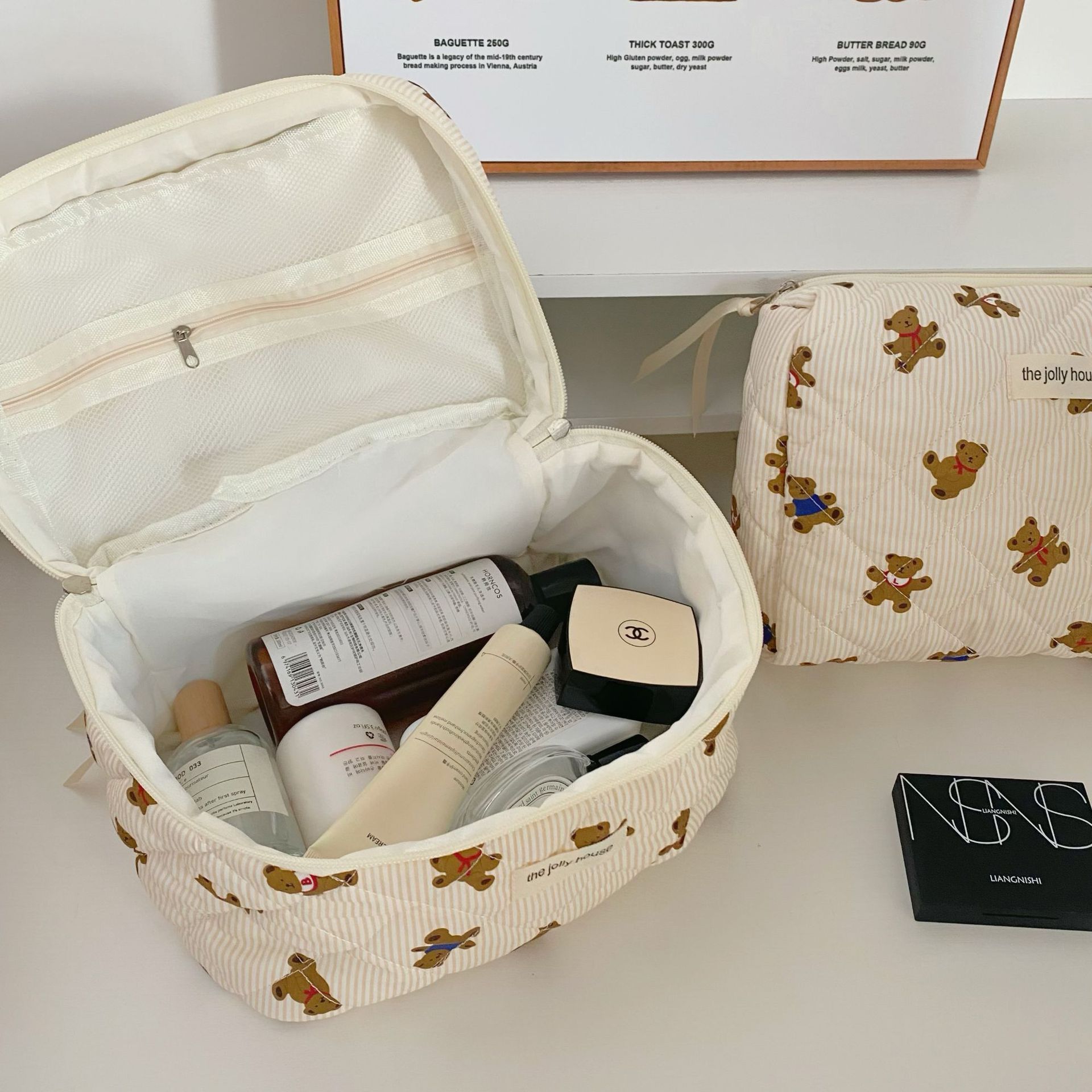 Túi Đựng Đa Năng Gấu Teddy Kẻ Sọc