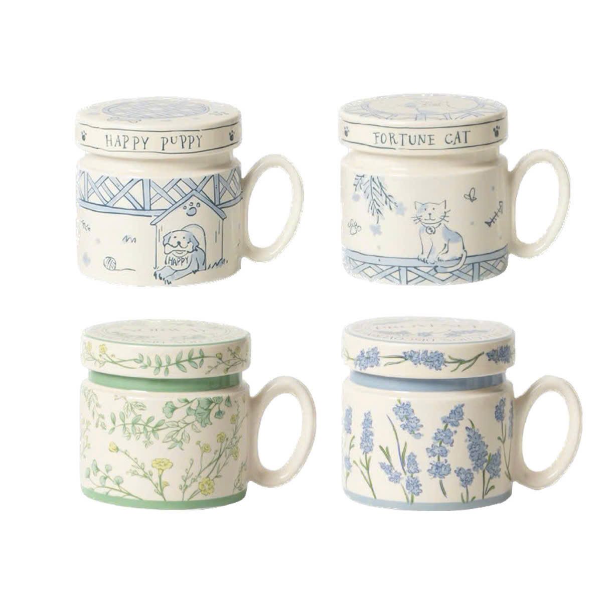 Cốc Gốm Vintage Có Nắp