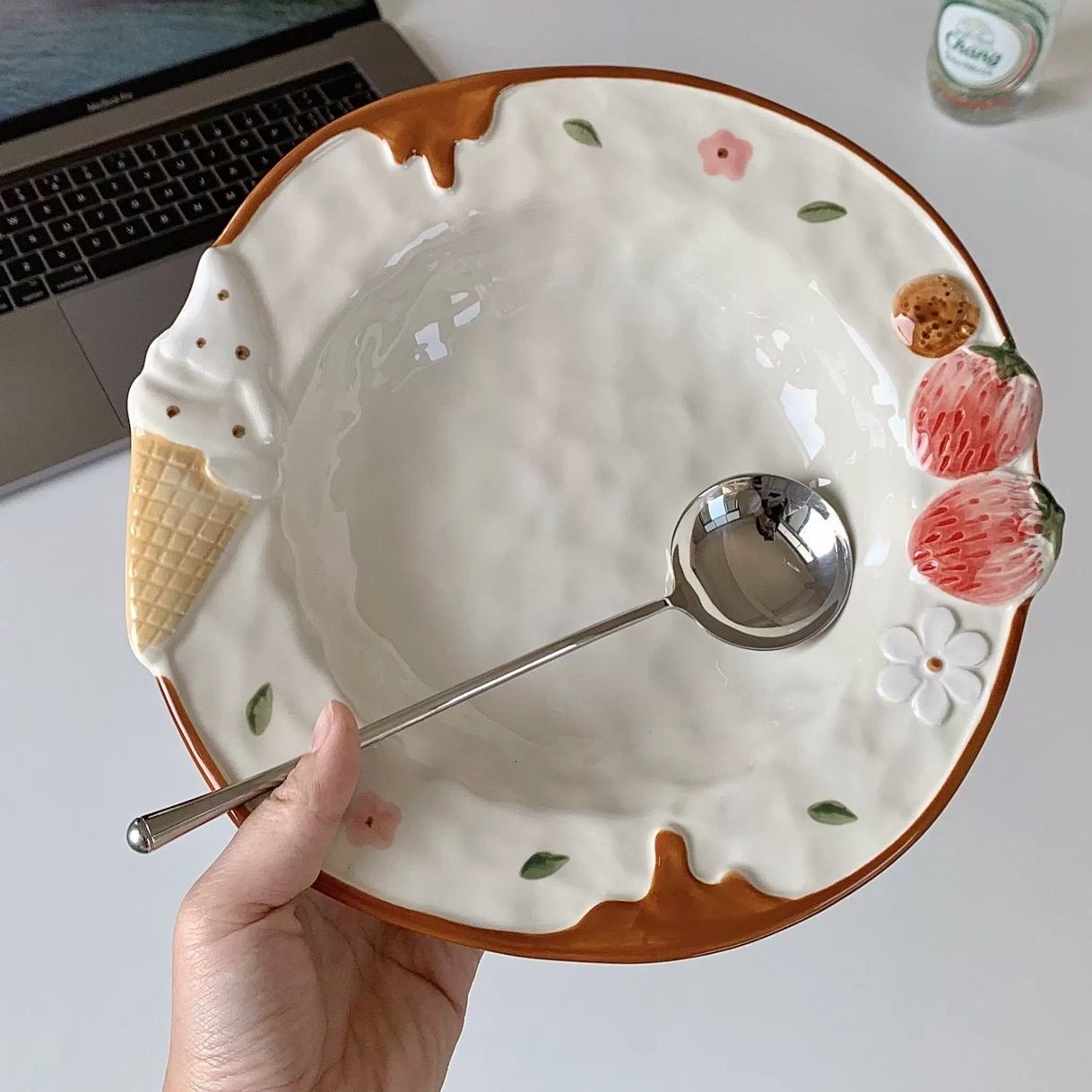 Đĩa Sứ Kem Dâu