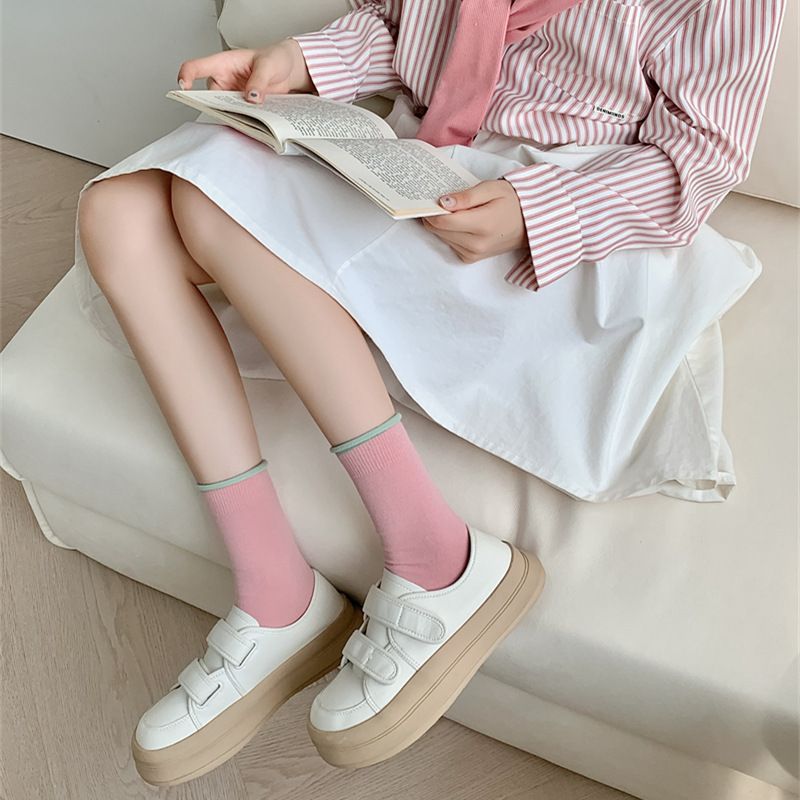 Tất Cổ Cao Hai Màu Basic