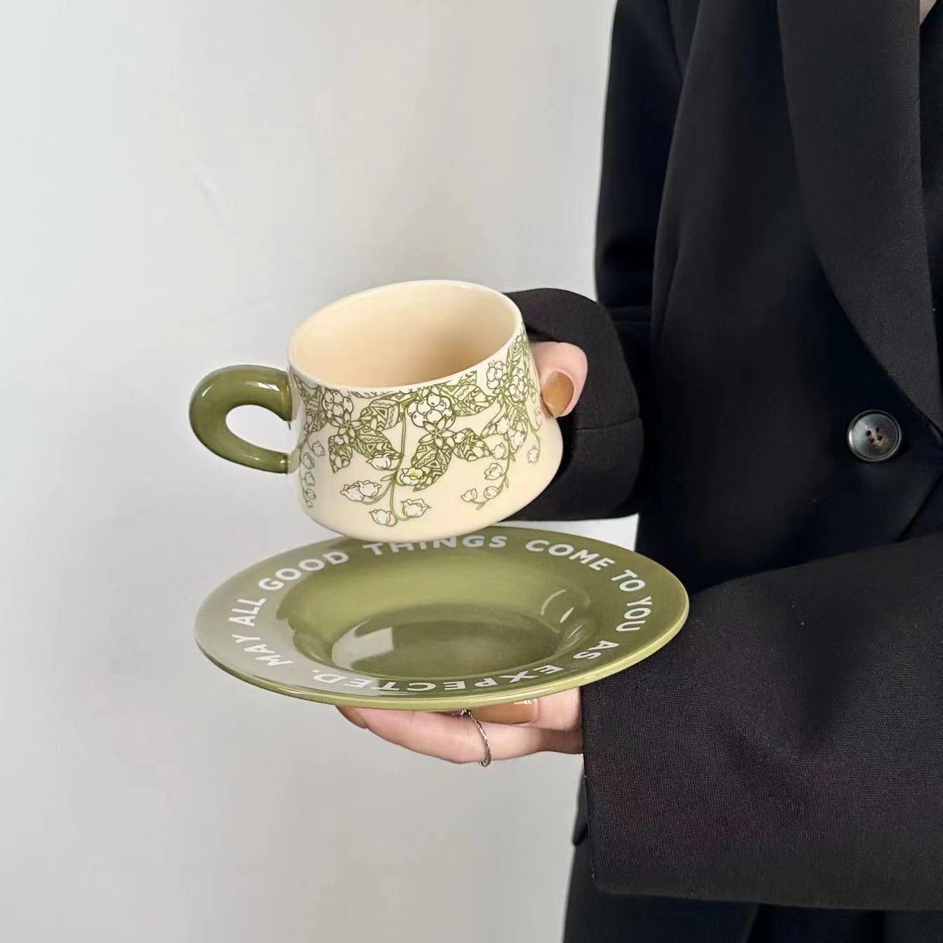 Set Tách Hoa Linh Lan Xanh Lá