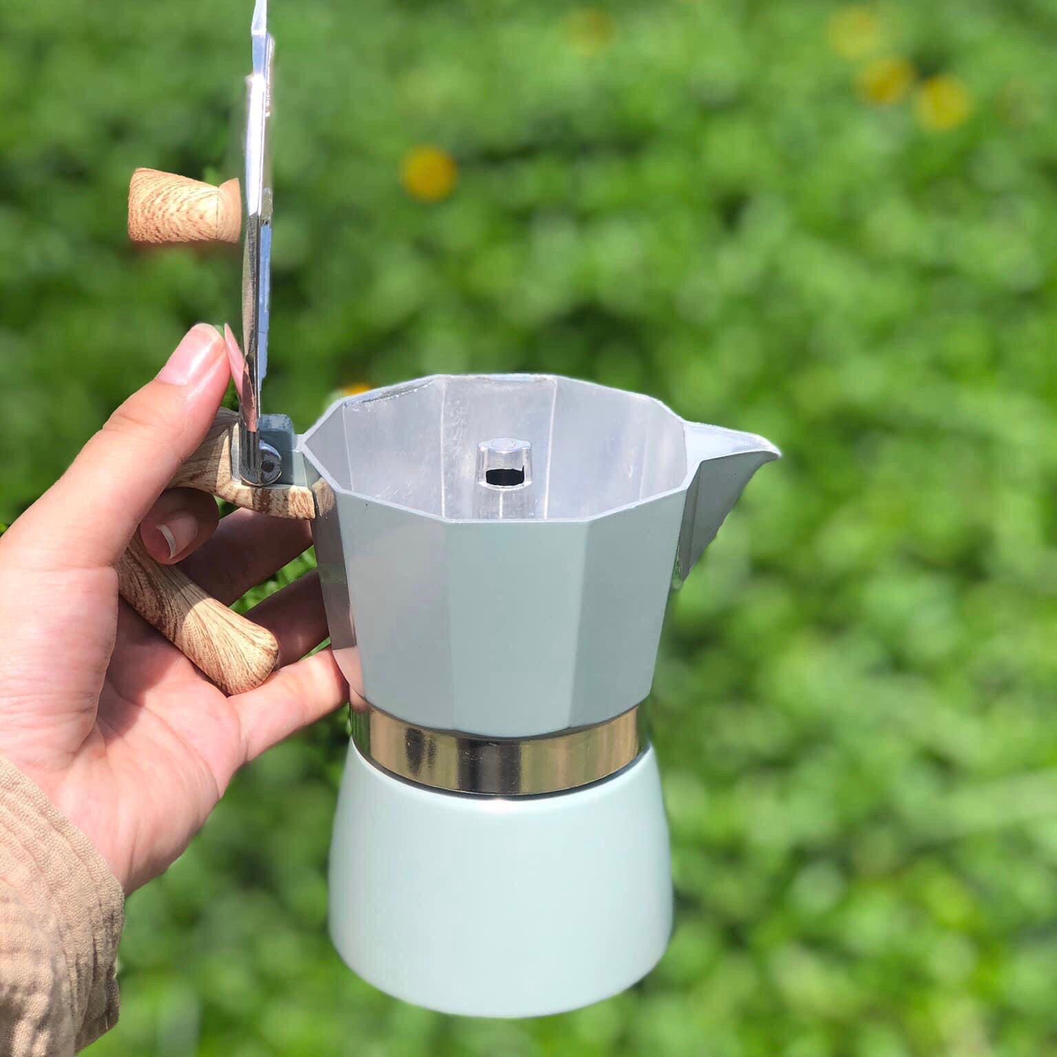 Moka Pot Tay Cầm Vân Gỗ