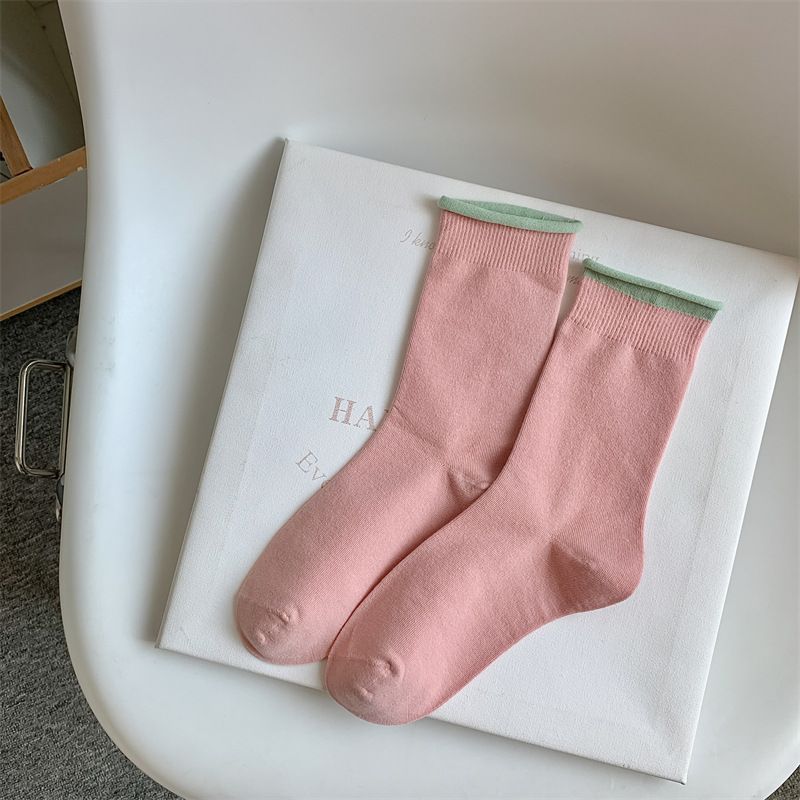 Tất Cổ Cao Hai Màu Basic