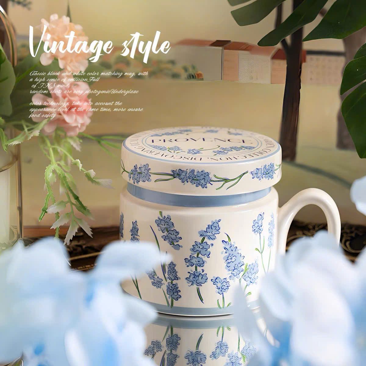 Cốc Gốm Vintage Có Nắp