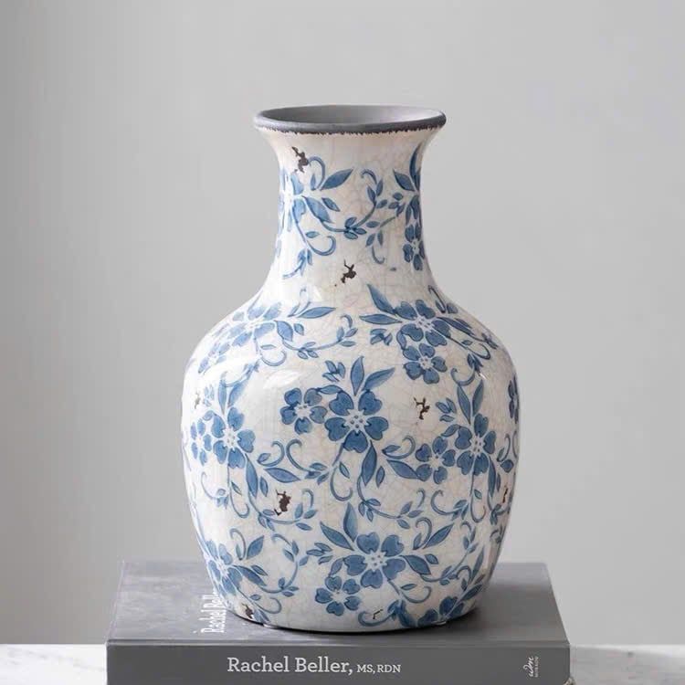 Bình Sứ Nứt Hoa Xanh