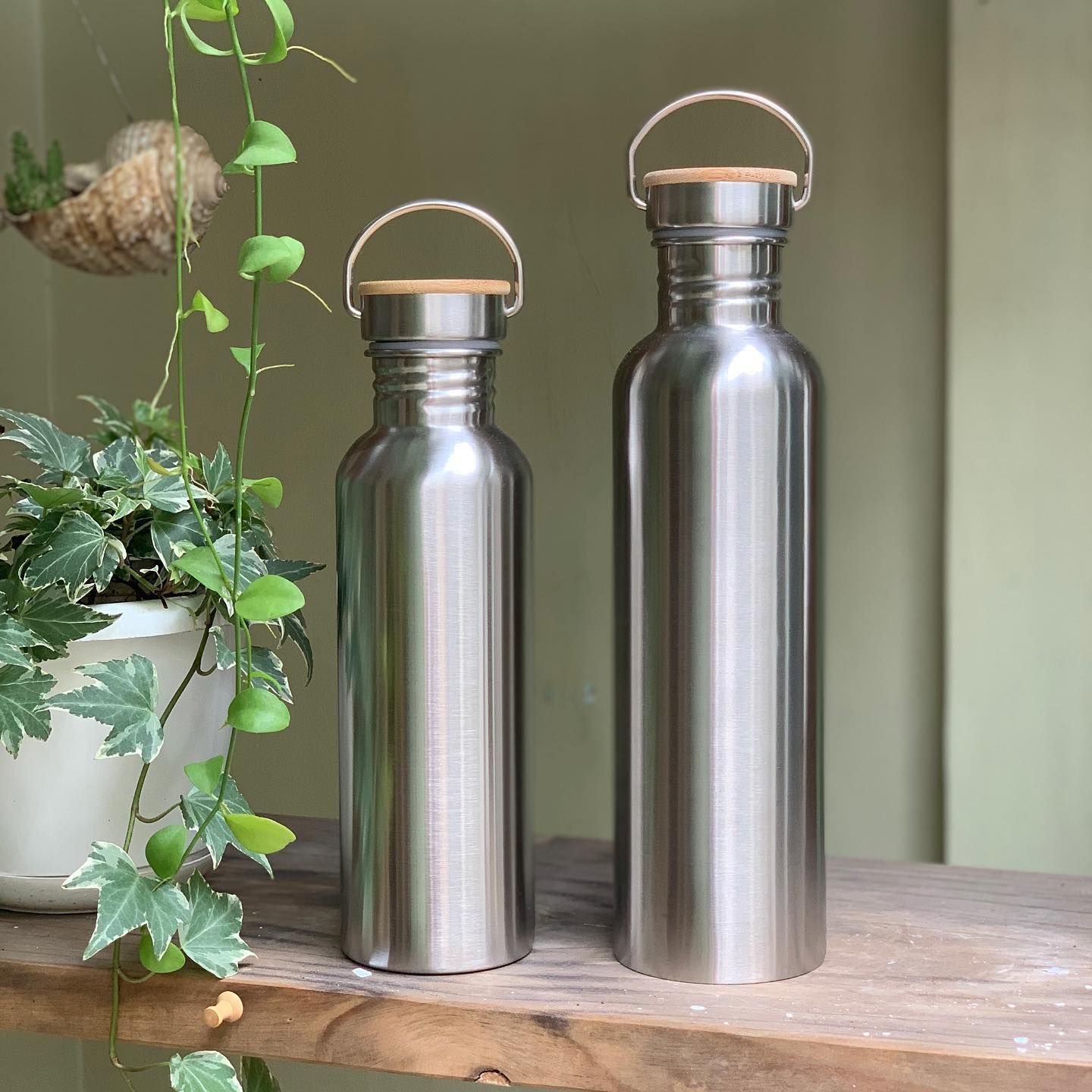Bình inox nắp tre
